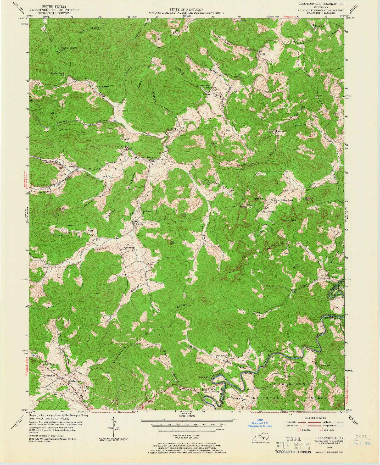 USGS 1:24000-SCALE QUADRANGLE FOR COOPERSVILLE, KY 1954