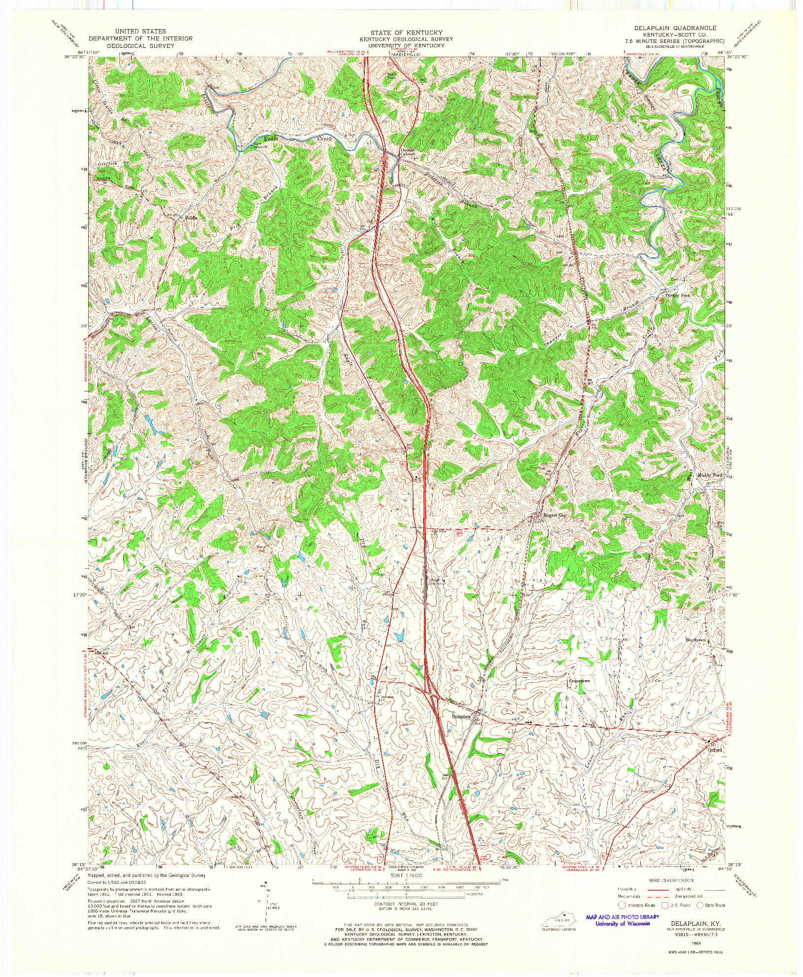 USGS 1:24000-SCALE QUADRANGLE FOR DELAPLAIN, KY 1965