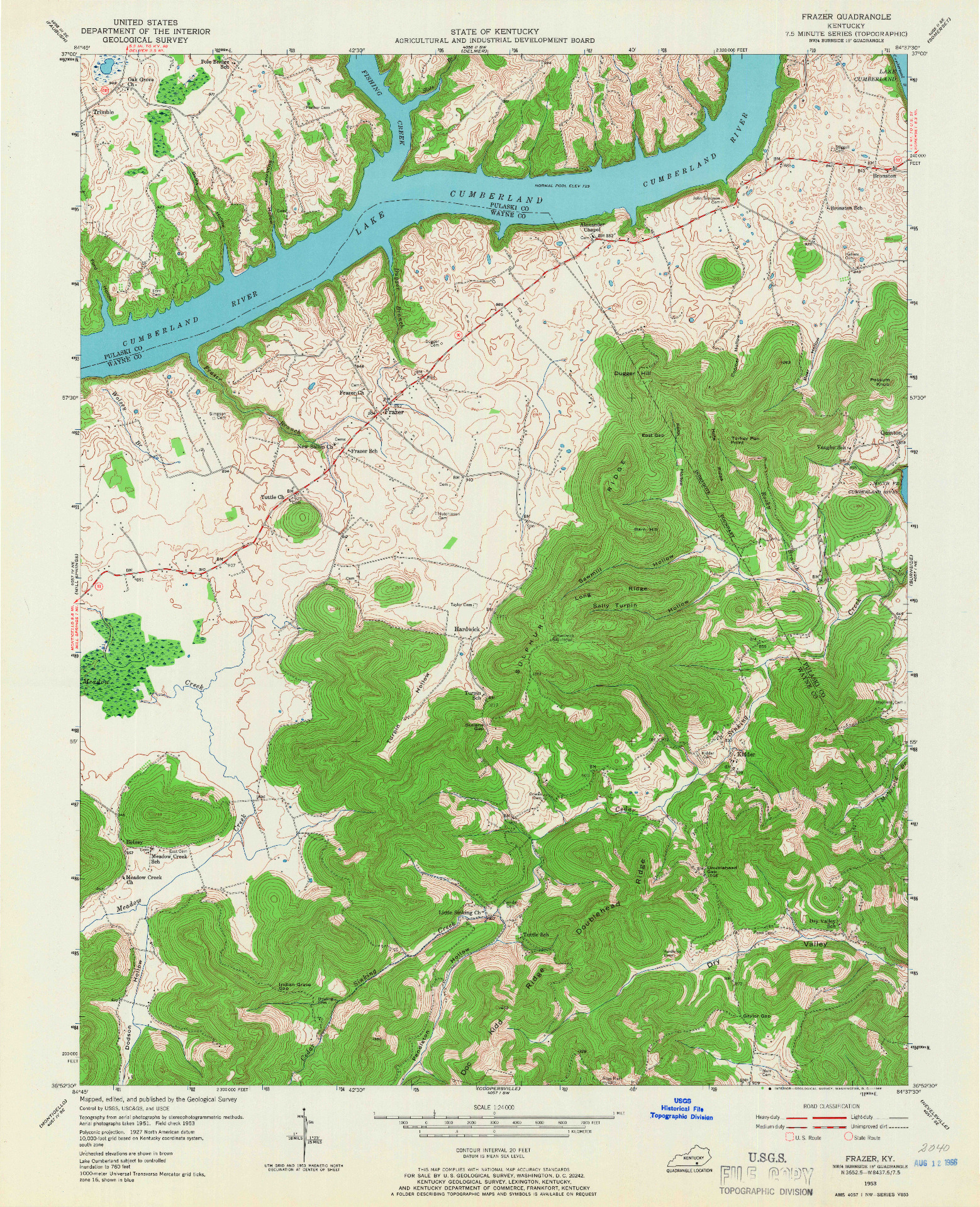 USGS 1:24000-SCALE QUADRANGLE FOR FRAZER, KY 1953