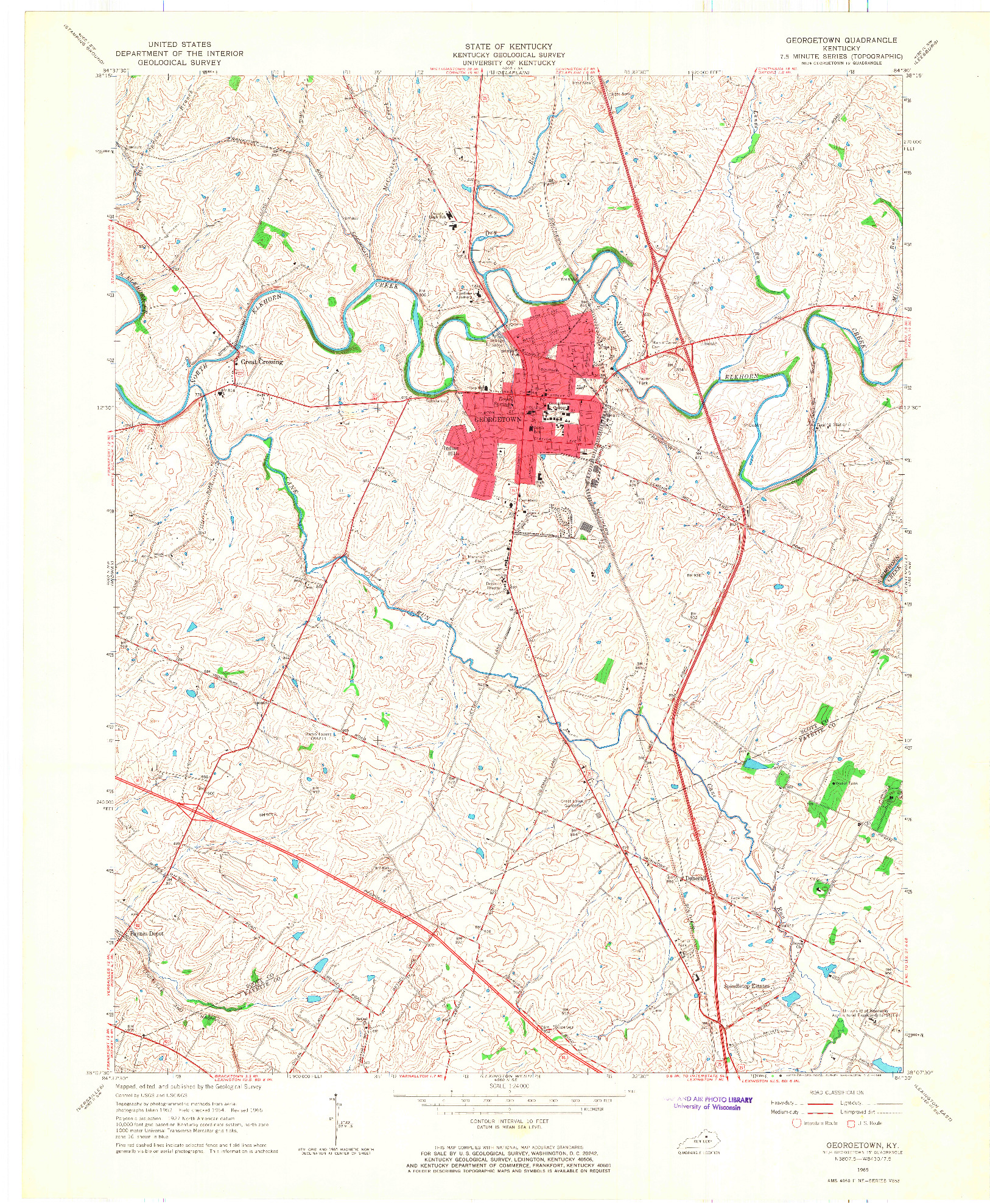 USGS 1:24000-SCALE QUADRANGLE FOR GEORGETOWN, KY 1965