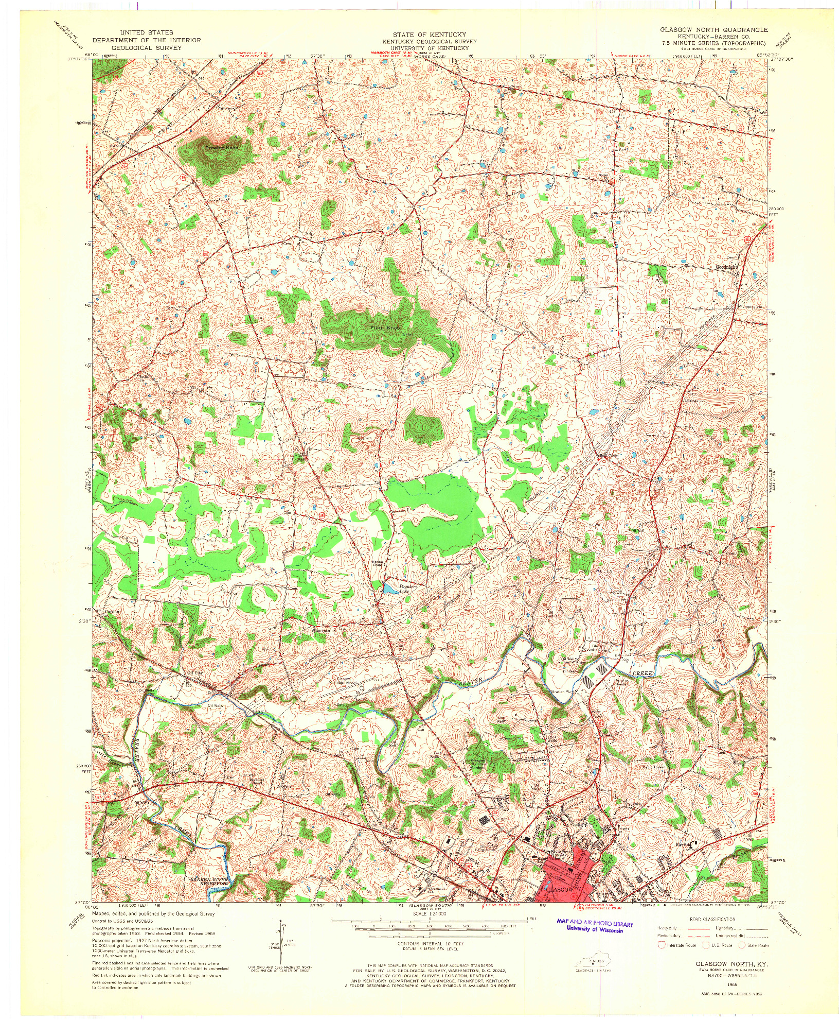 USGS 1:24000-SCALE QUADRANGLE FOR GLASGOW NORTH, KY 1965
