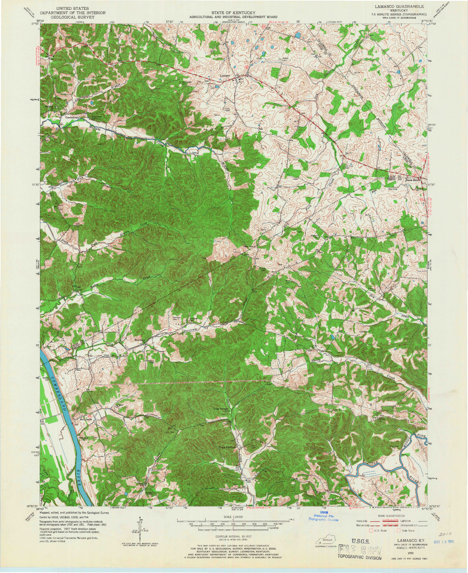 USGS 1:24000-SCALE QUADRANGLE FOR LAMASCO, KY 1953