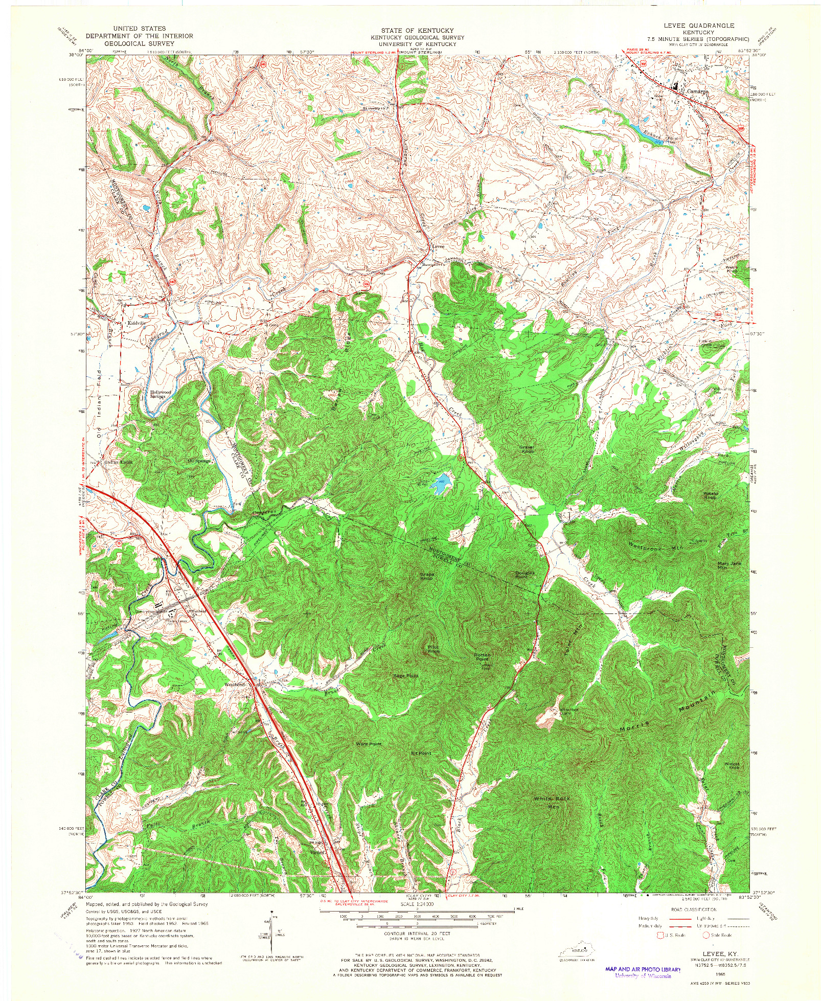 USGS 1:24000-SCALE QUADRANGLE FOR LEVEE, KY 1965