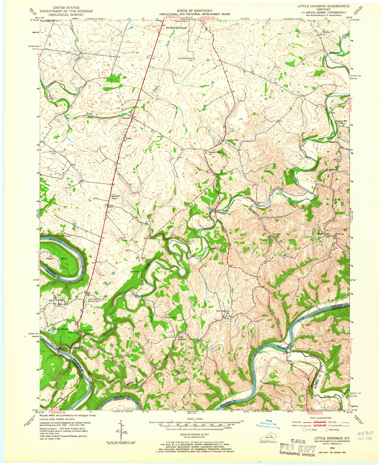 USGS 1:24000-SCALE QUADRANGLE FOR LITTLE HICKMAN, KY 1952