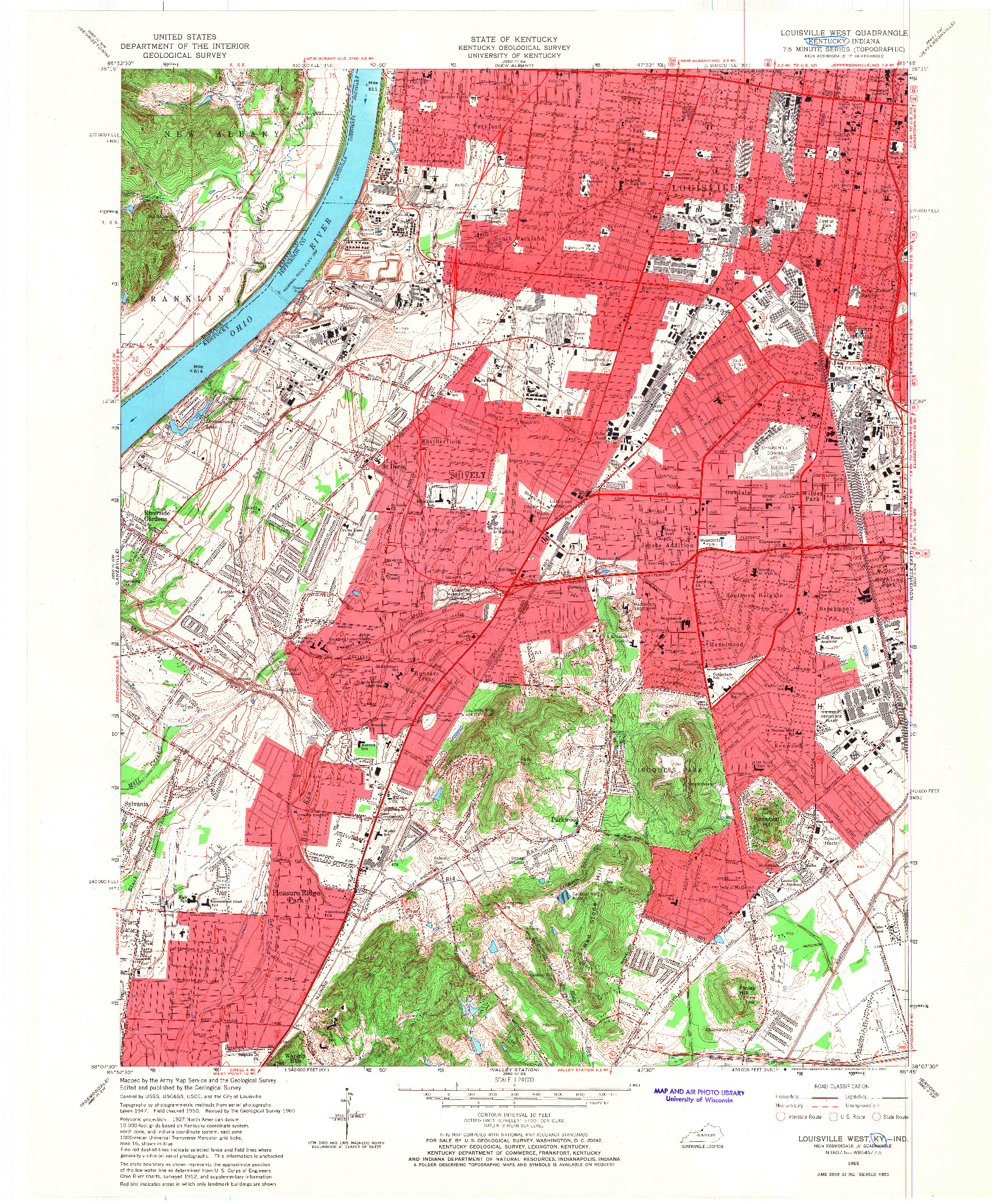 USGS 1:24000-SCALE QUADRANGLE FOR LOUISVILLE WEST, KY 1965