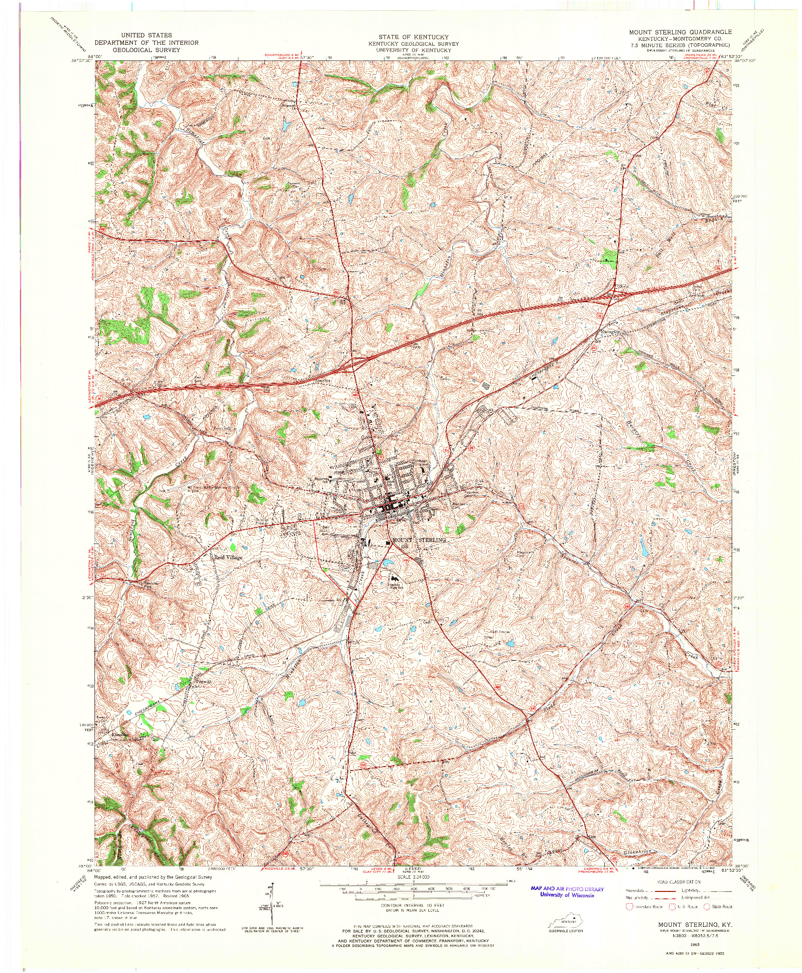 USGS 1:24000-SCALE QUADRANGLE FOR MOUNT STERLING, KY 1965
