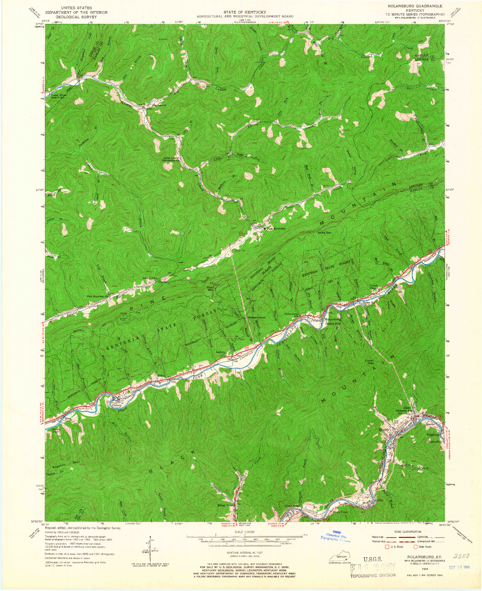 USGS 1:24000-SCALE QUADRANGLE FOR NOLANSBURG, KY 1954