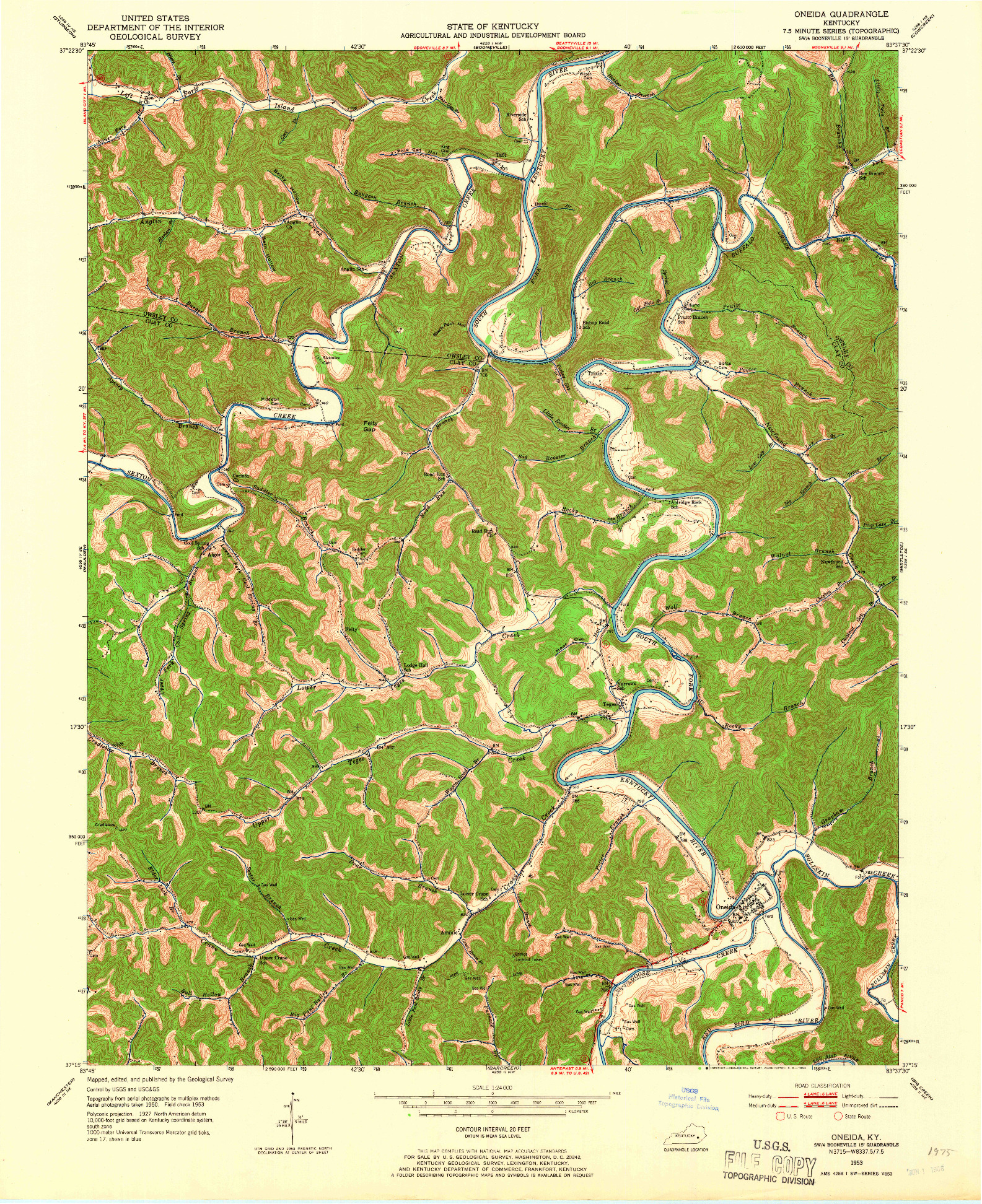 USGS 1:24000-SCALE QUADRANGLE FOR ONEIDA, KY 1953