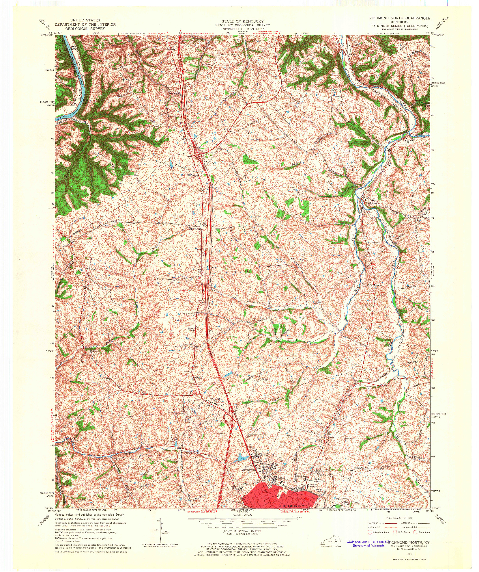 USGS 1:24000-SCALE QUADRANGLE FOR RICHMOND NORTH, KY 1965