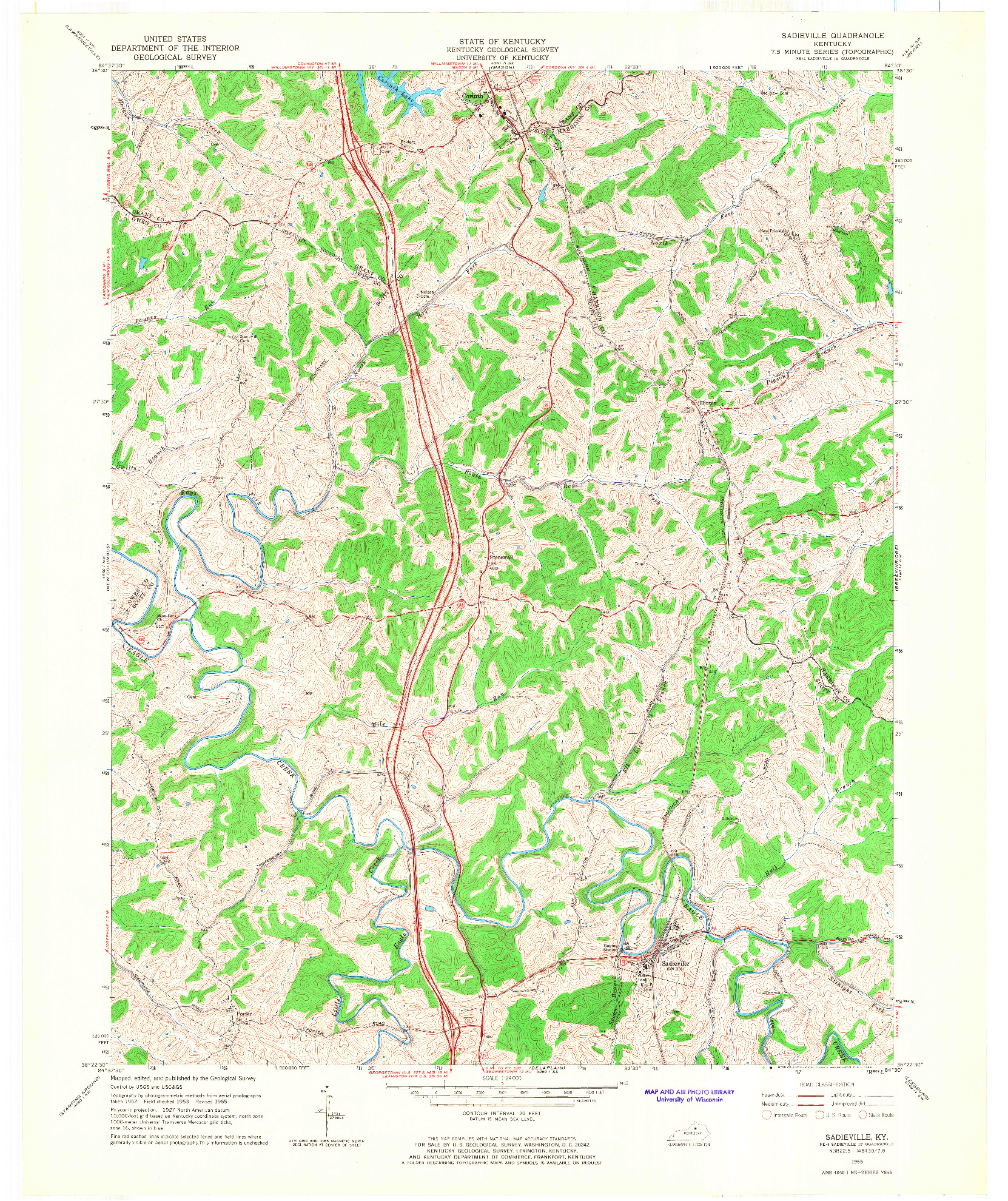 USGS 1:24000-SCALE QUADRANGLE FOR SADIEVILLE, KY 1965