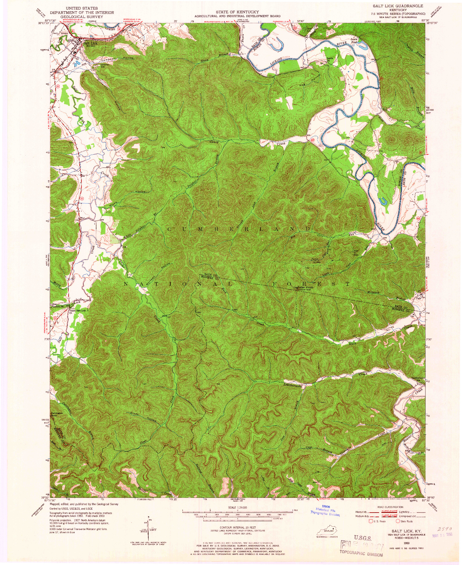 USGS 1:24000-SCALE QUADRANGLE FOR SALT LICK, KY 1953