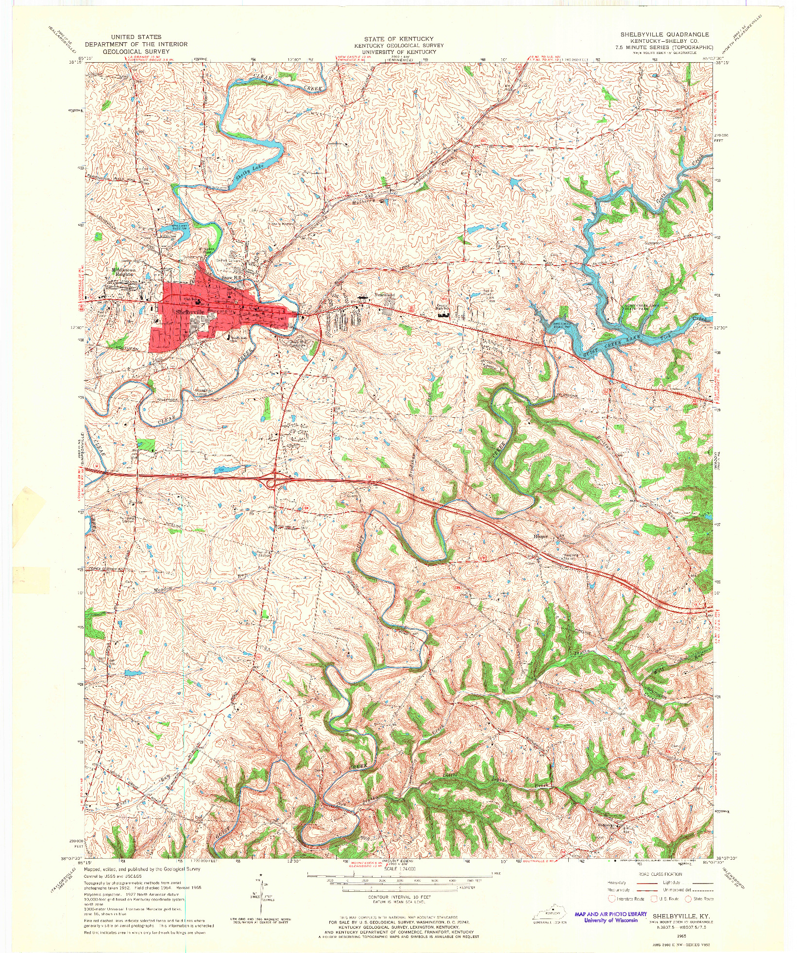 USGS 1:24000-SCALE QUADRANGLE FOR SHELBYVILLE, KY 1965