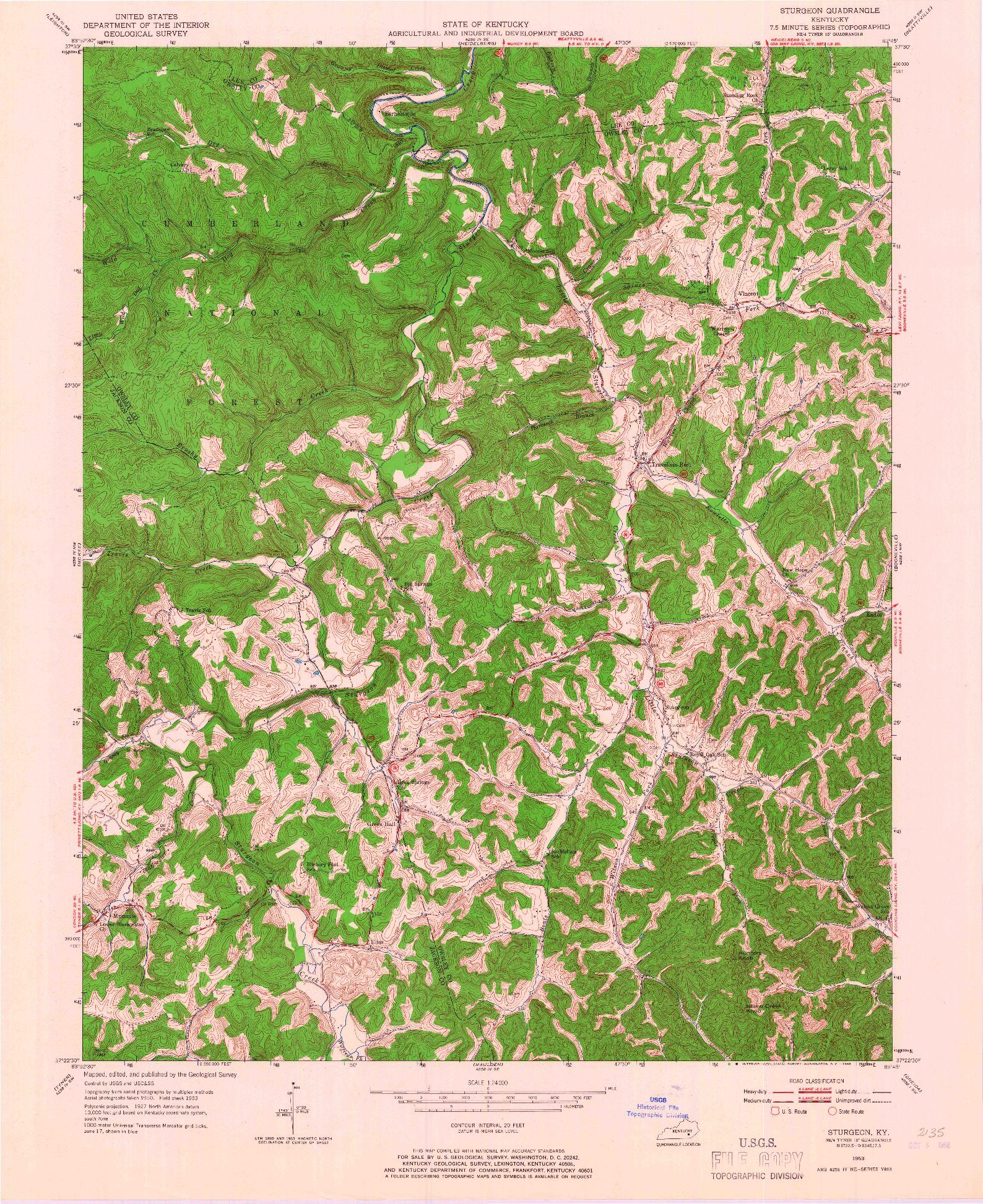 USGS 1:24000-SCALE QUADRANGLE FOR STURGEON, KY 1953