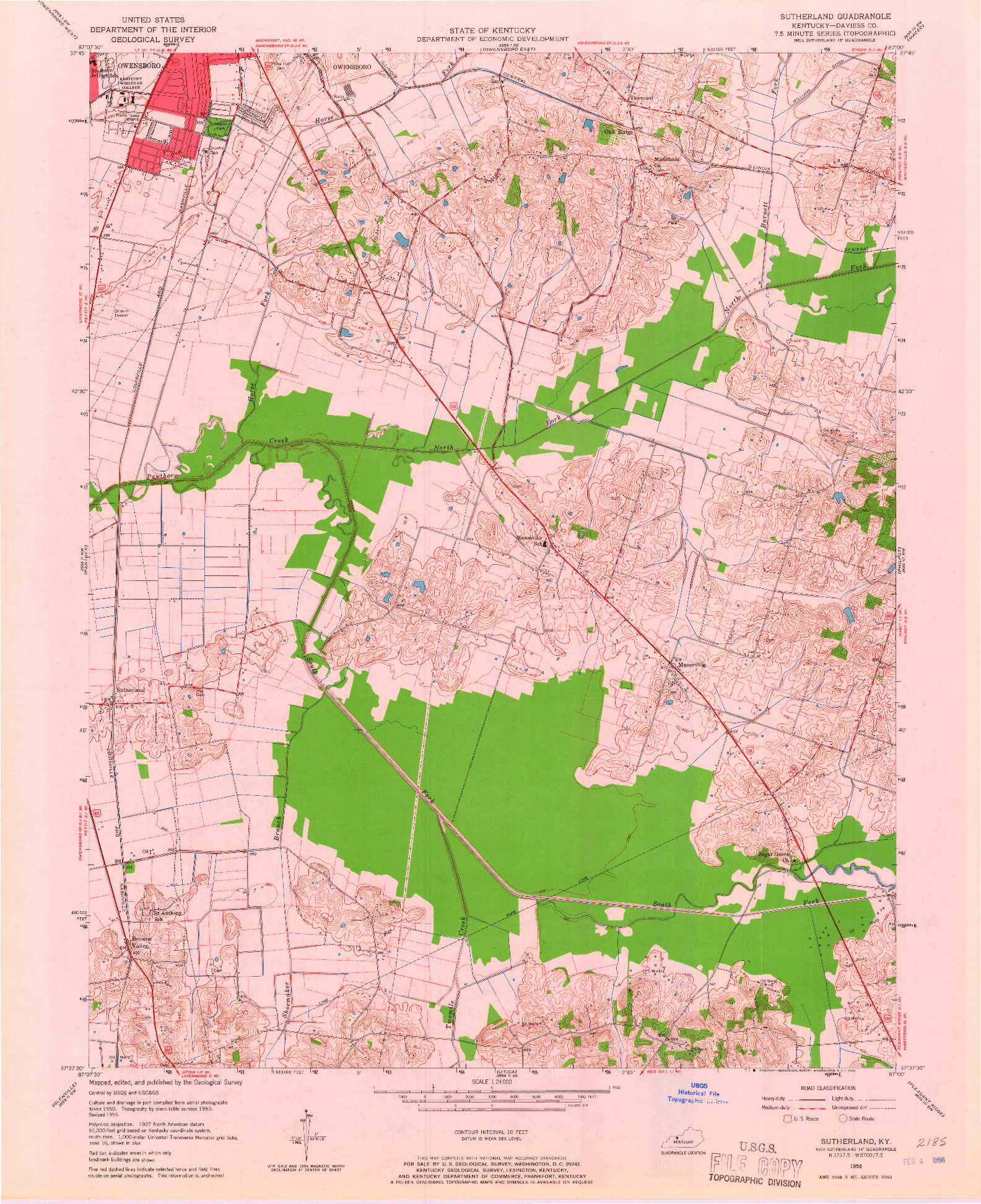 USGS 1:24000-SCALE QUADRANGLE FOR SUTHERLAND, KY 1956