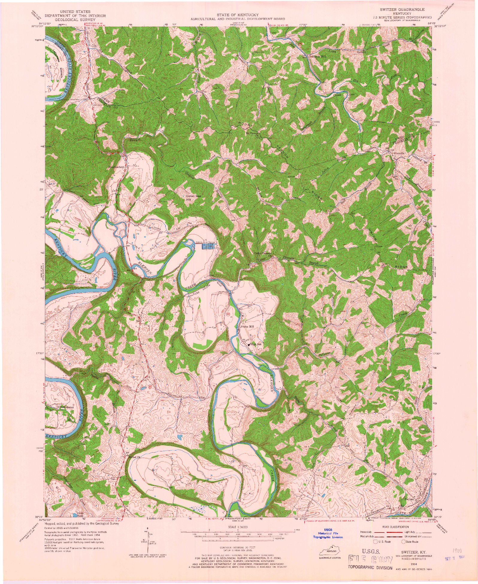 USGS 1:24000-SCALE QUADRANGLE FOR SWITZER, KY 1954