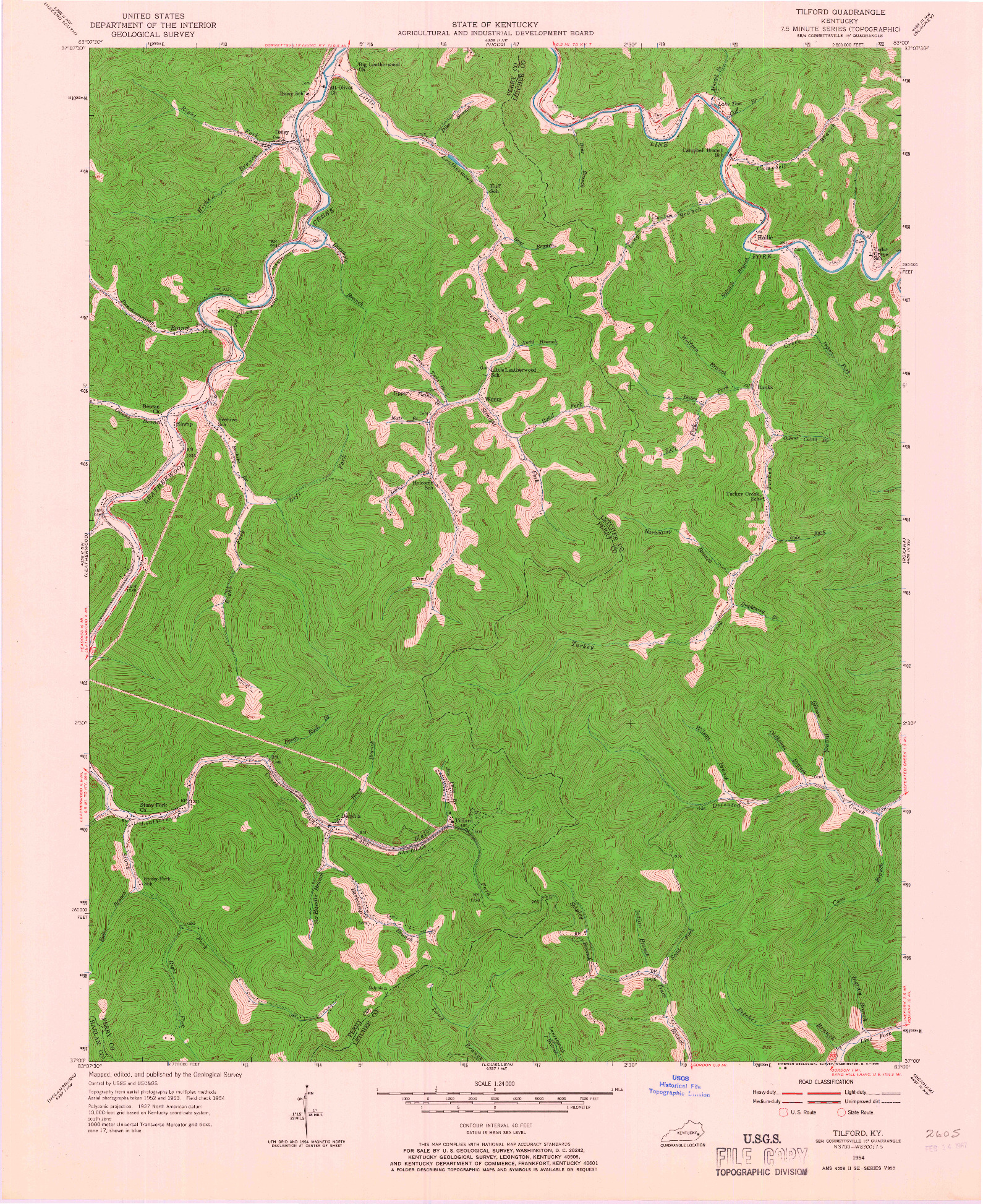 USGS 1:24000-SCALE QUADRANGLE FOR TILFORD, KY 1954