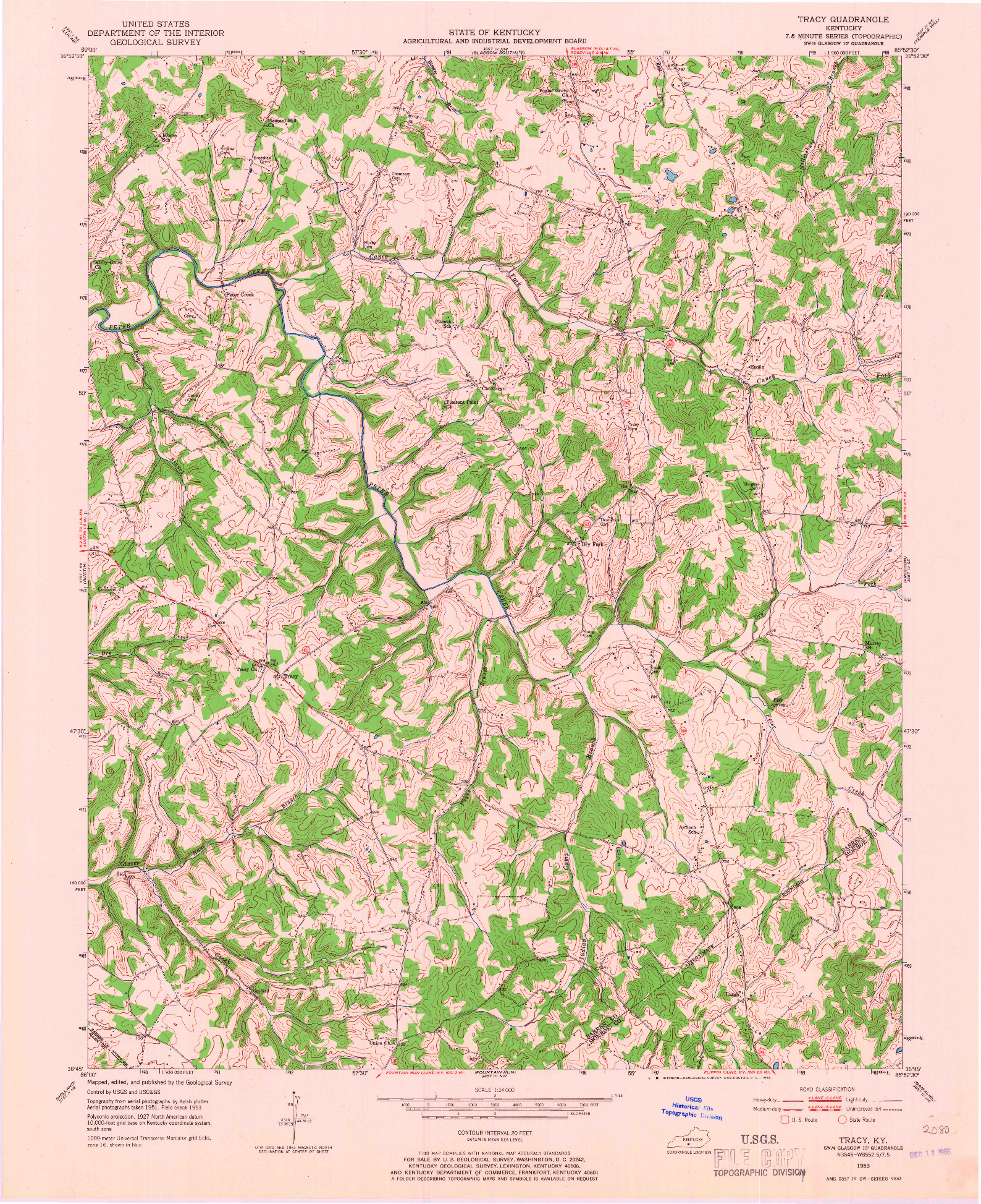 USGS 1:24000-SCALE QUADRANGLE FOR TRACY, KY 1953