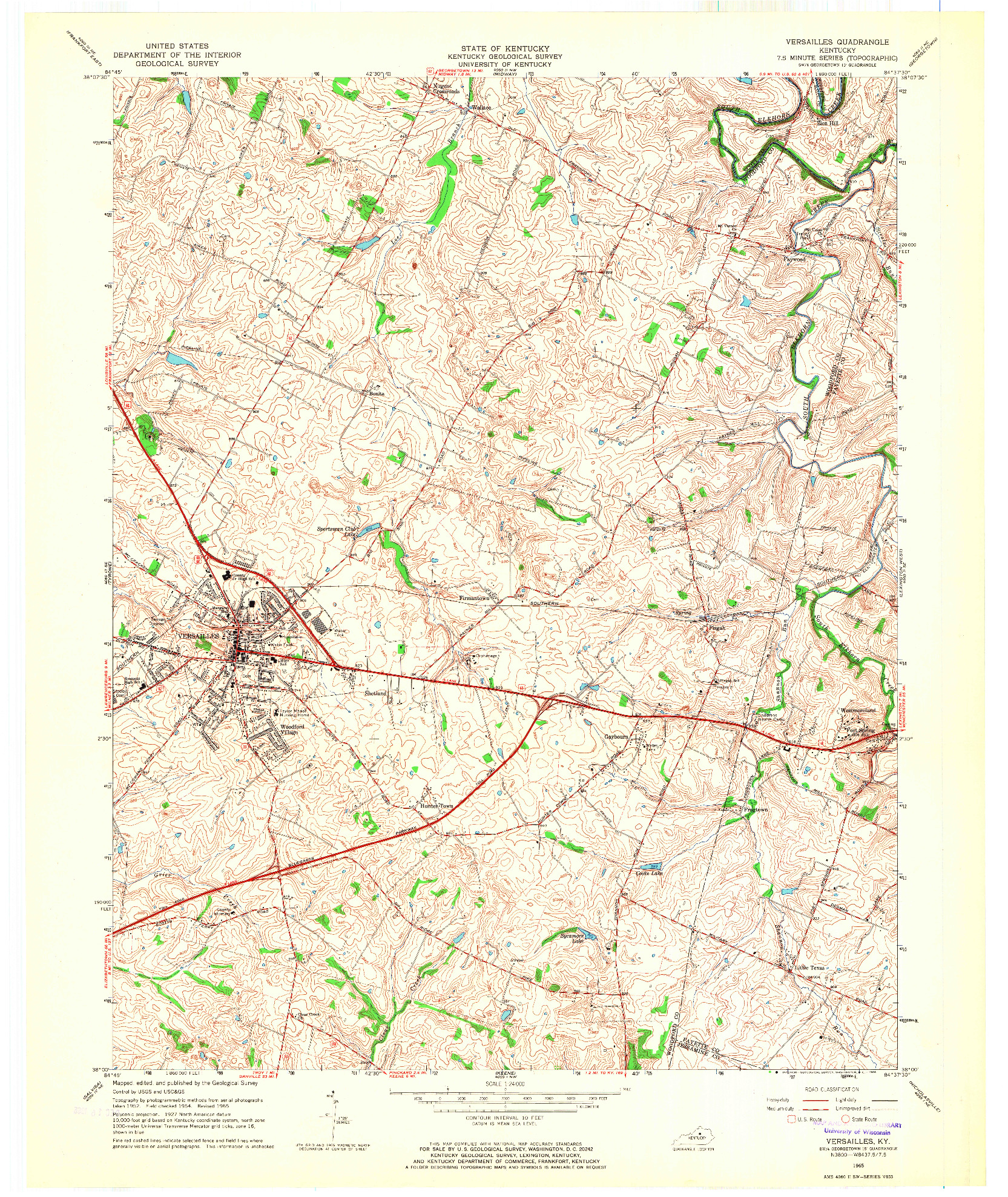 USGS 1:24000-SCALE QUADRANGLE FOR VERSAILLES, KY 1965
