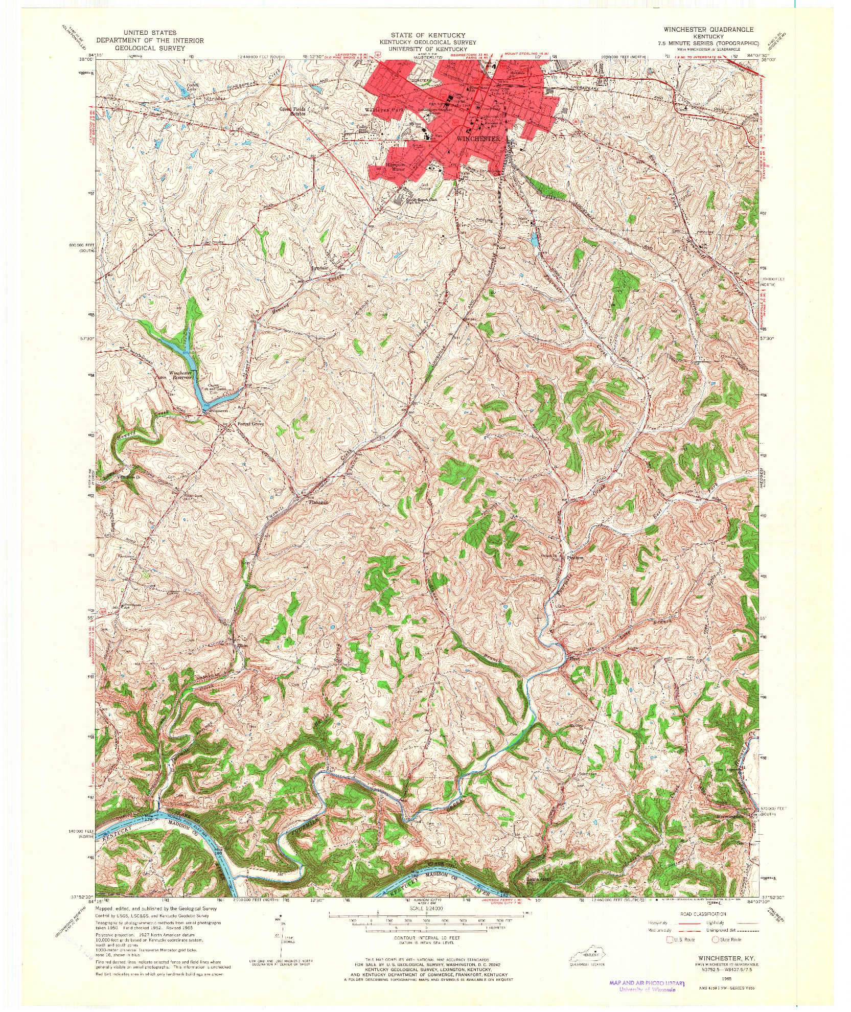 USGS 1:24000-SCALE QUADRANGLE FOR WINCHESTER, KY 1965