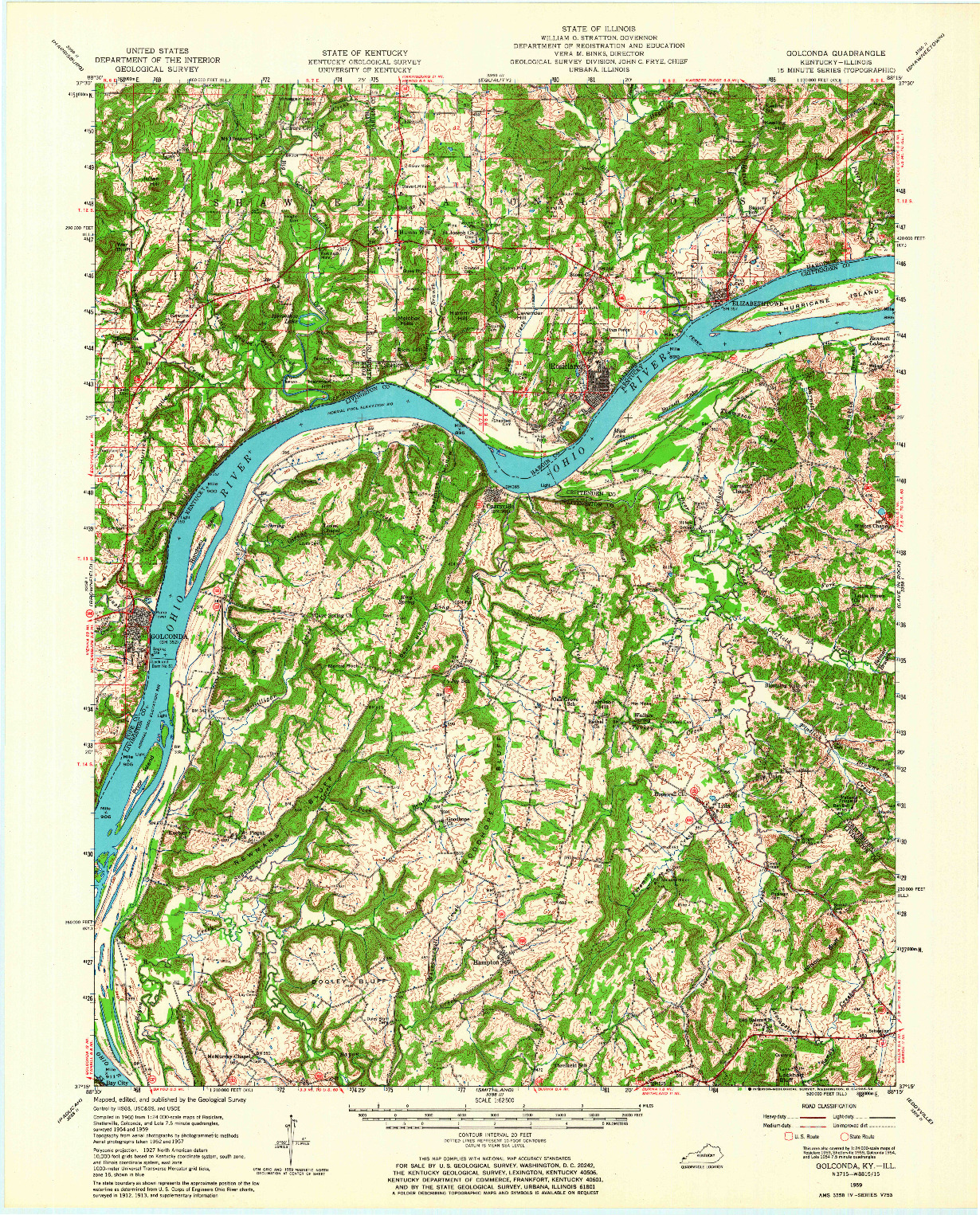 USGS 1:62500-SCALE QUADRANGLE FOR GOLCONDA, KY 1959