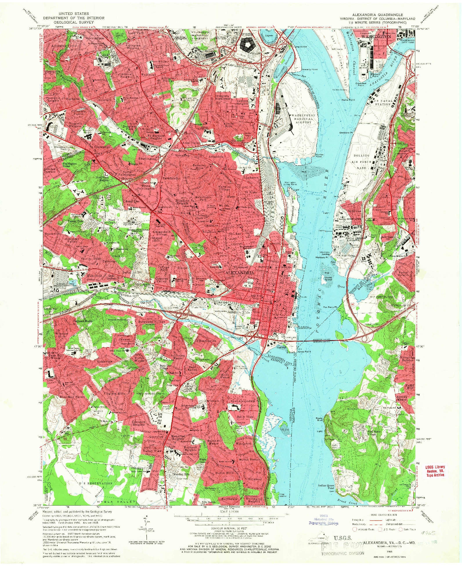 USGS 1:24000-SCALE QUADRANGLE FOR ALEXANDRIA, VA 1965