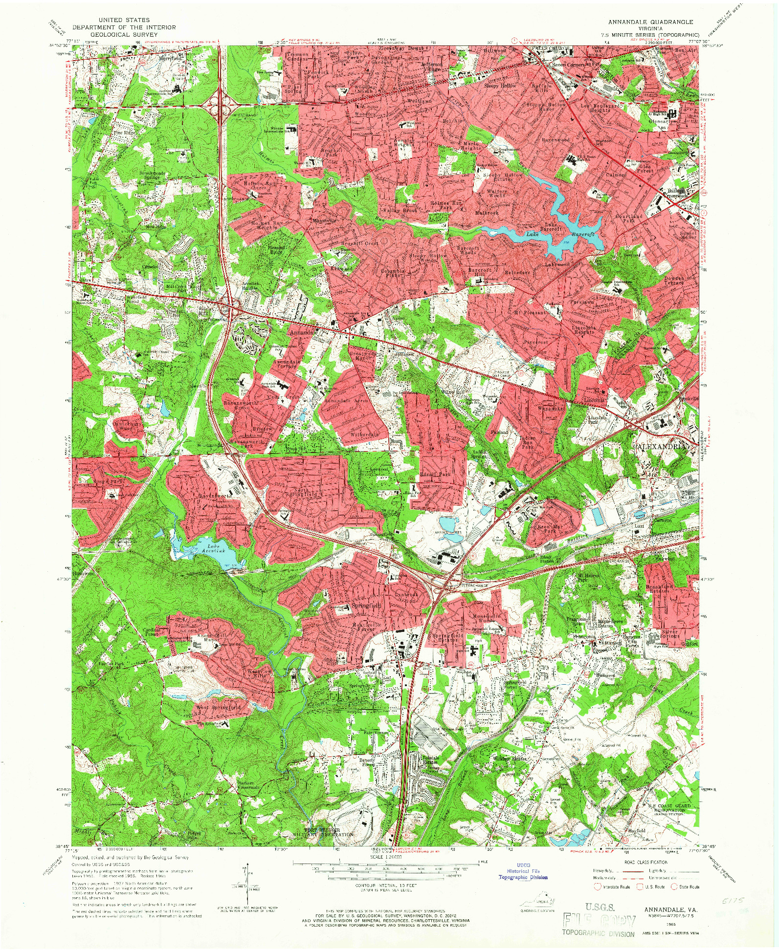 USGS 1:24000-SCALE QUADRANGLE FOR ANNANDALE, VA 1965