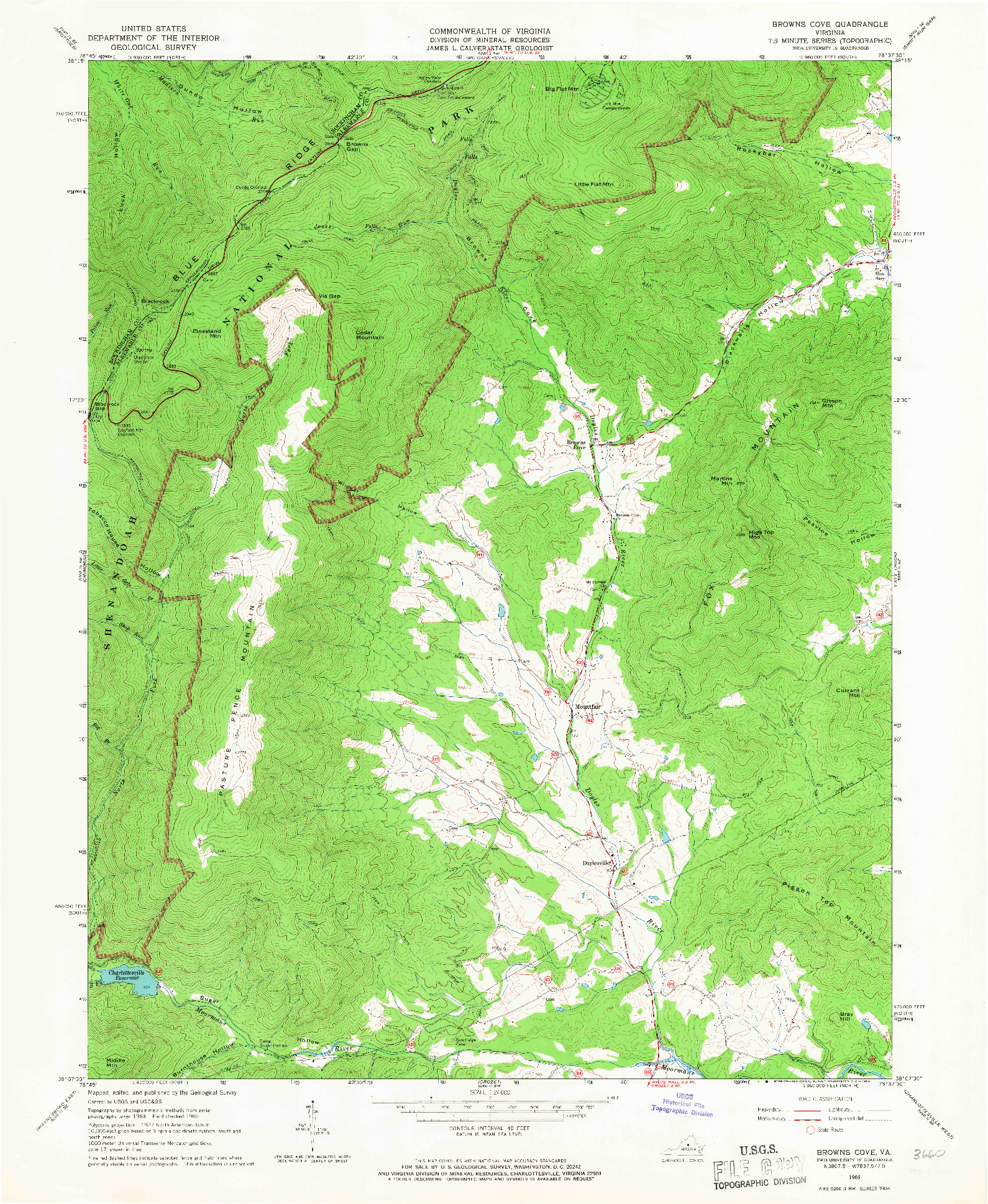 USGS 1:24000-SCALE QUADRANGLE FOR BROWNS COVE, VA 1965