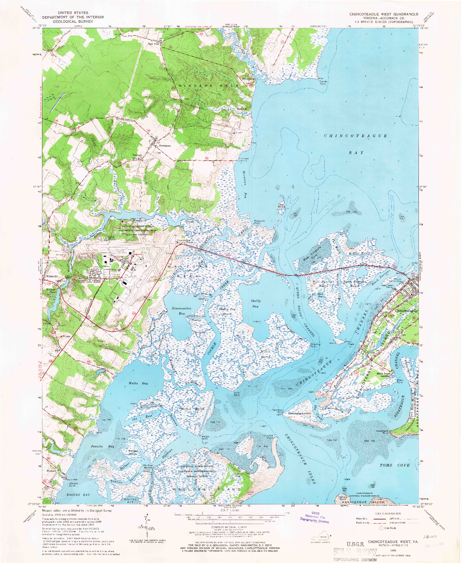 USGS 1:24000-SCALE QUADRANGLE FOR CHINCOTEAGUE WEST, VA 1965