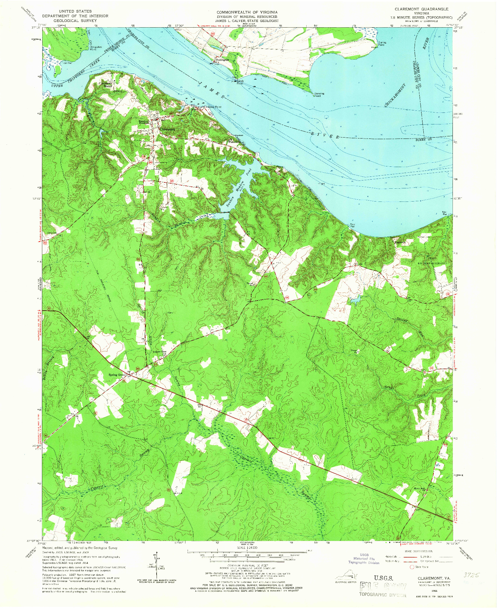 USGS 1:24000-SCALE QUADRANGLE FOR CLAREMONT, VA 1966