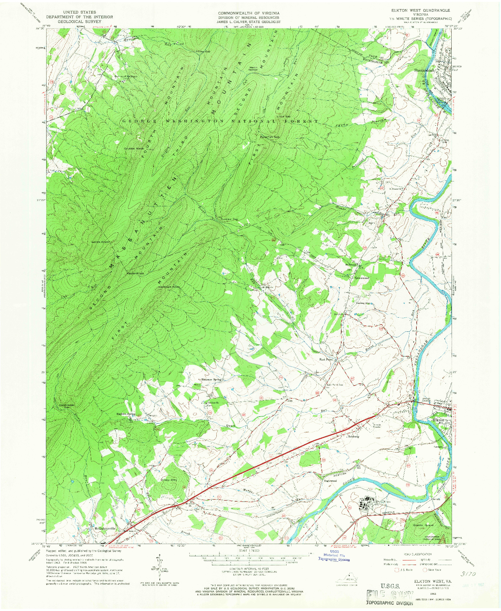 USGS 1:24000-SCALE QUADRANGLE FOR ELKTON WEST, VA 1965