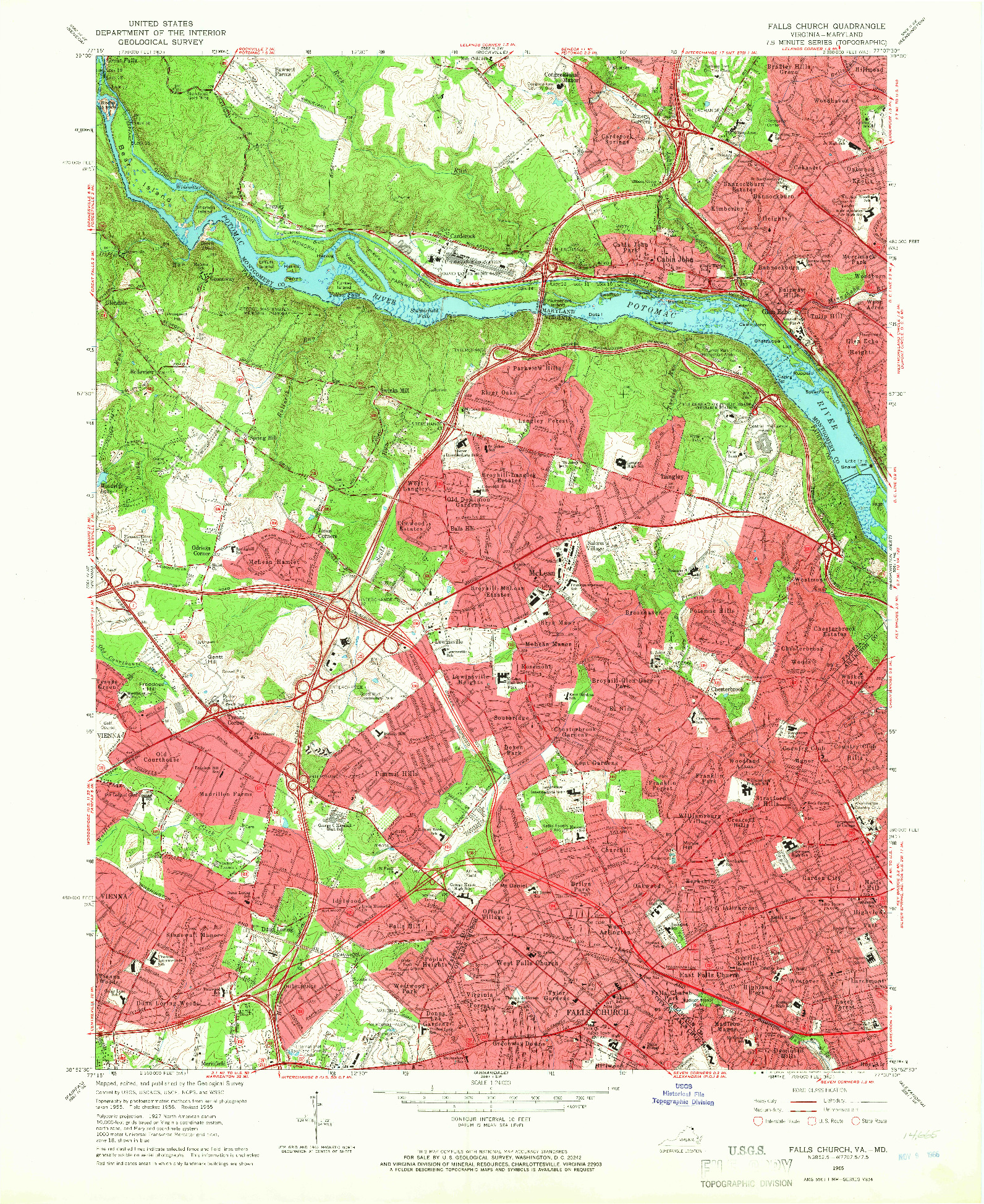 USGS 1:24000-SCALE QUADRANGLE FOR FALLS CHURCH, VA 1965