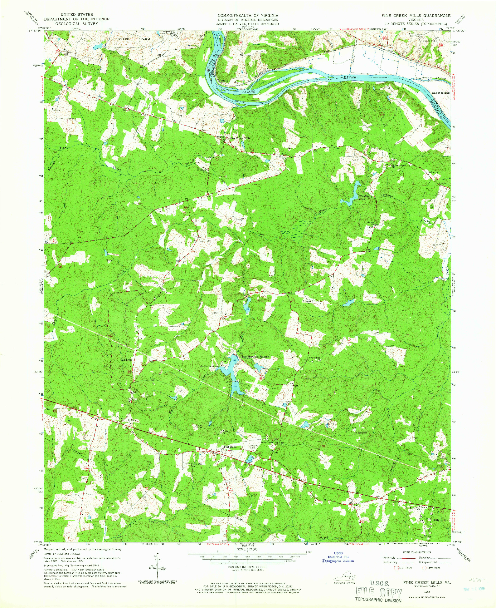 USGS 1:24000-SCALE QUADRANGLE FOR FINE CREEK MILLS, VA 1964