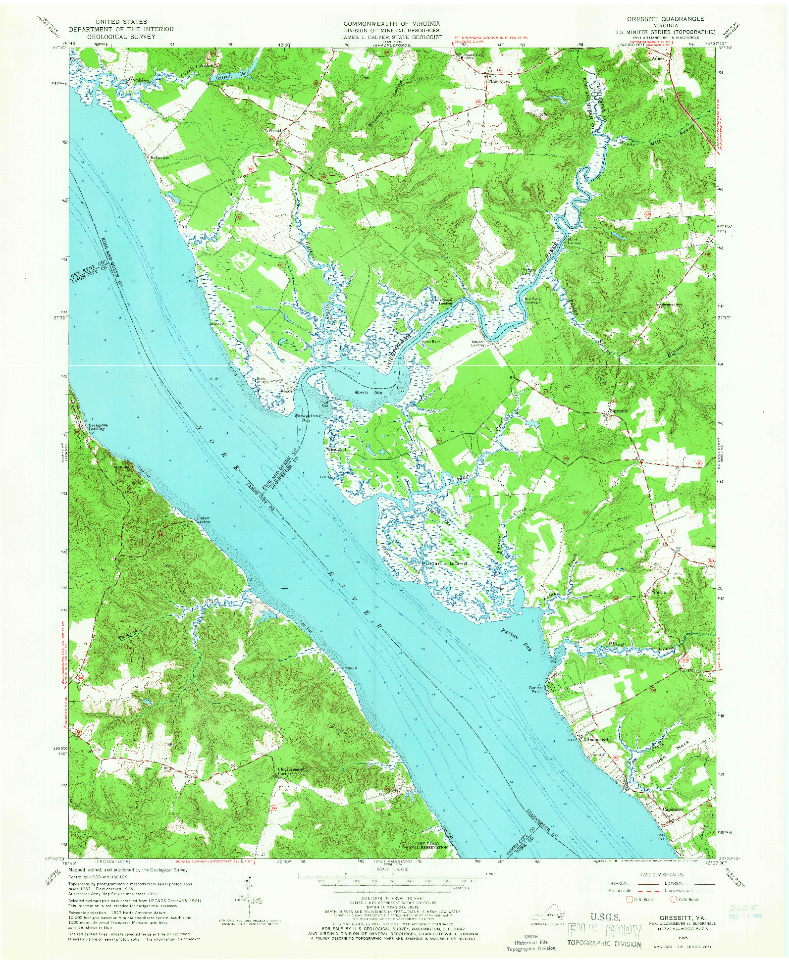 USGS 1:24000-SCALE QUADRANGLE FOR GRESSITT, VA 1965