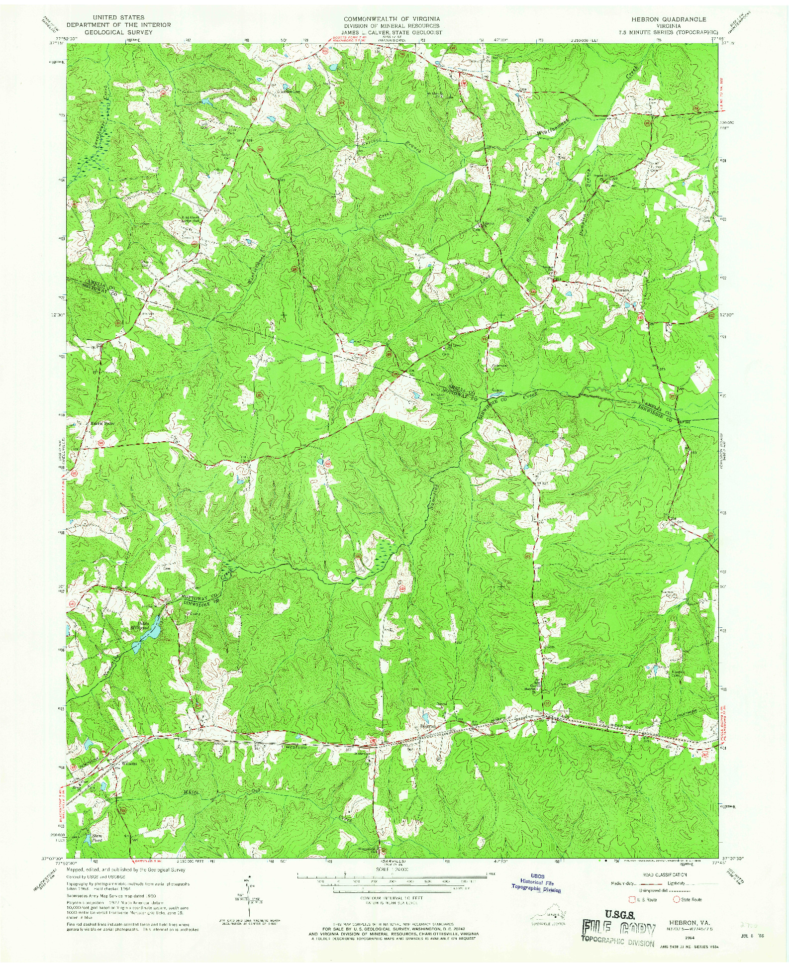 USGS 1:24000-SCALE QUADRANGLE FOR HEBRON, VA 1964