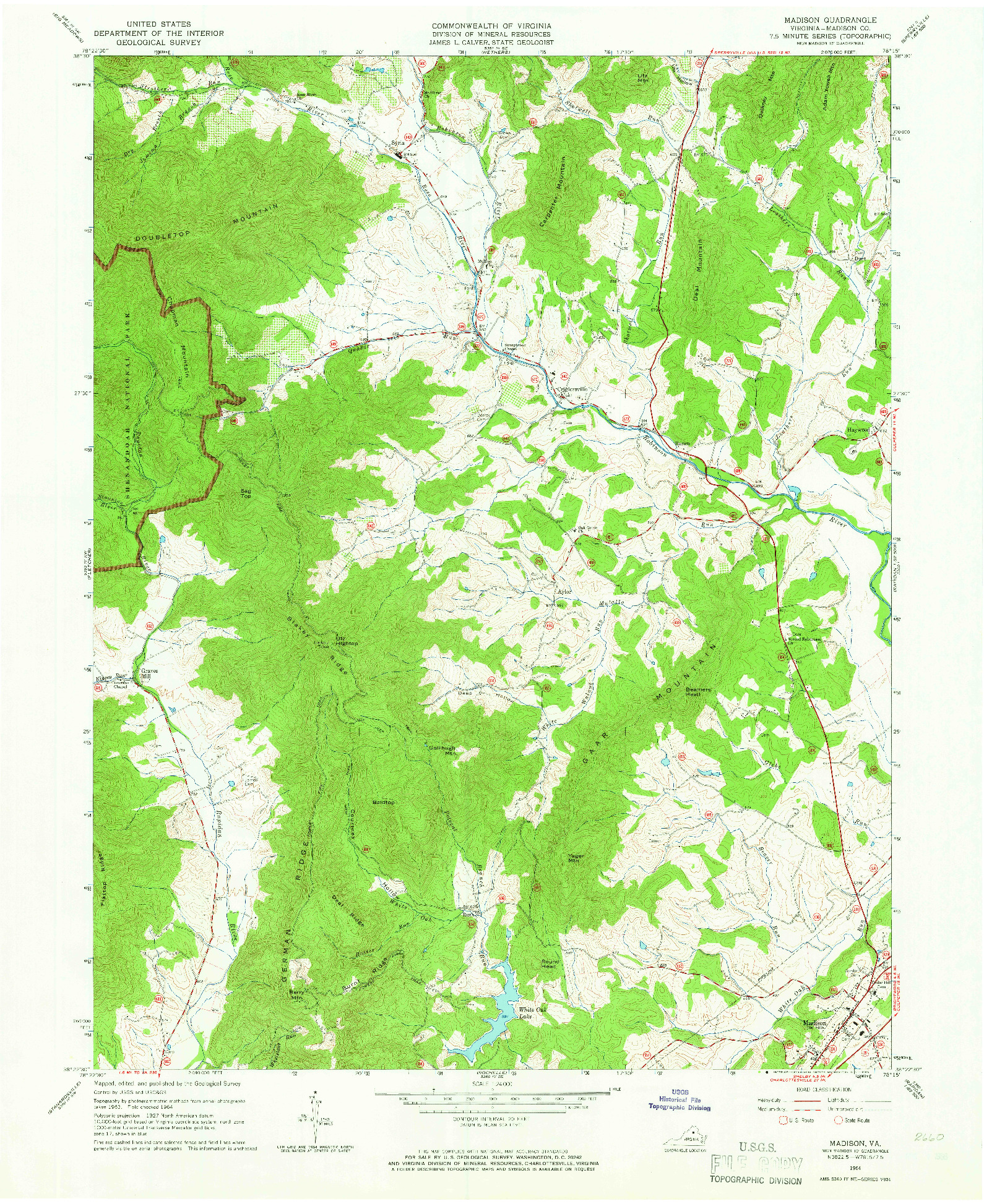 USGS 1:24000-SCALE QUADRANGLE FOR MADISON, VA 1964