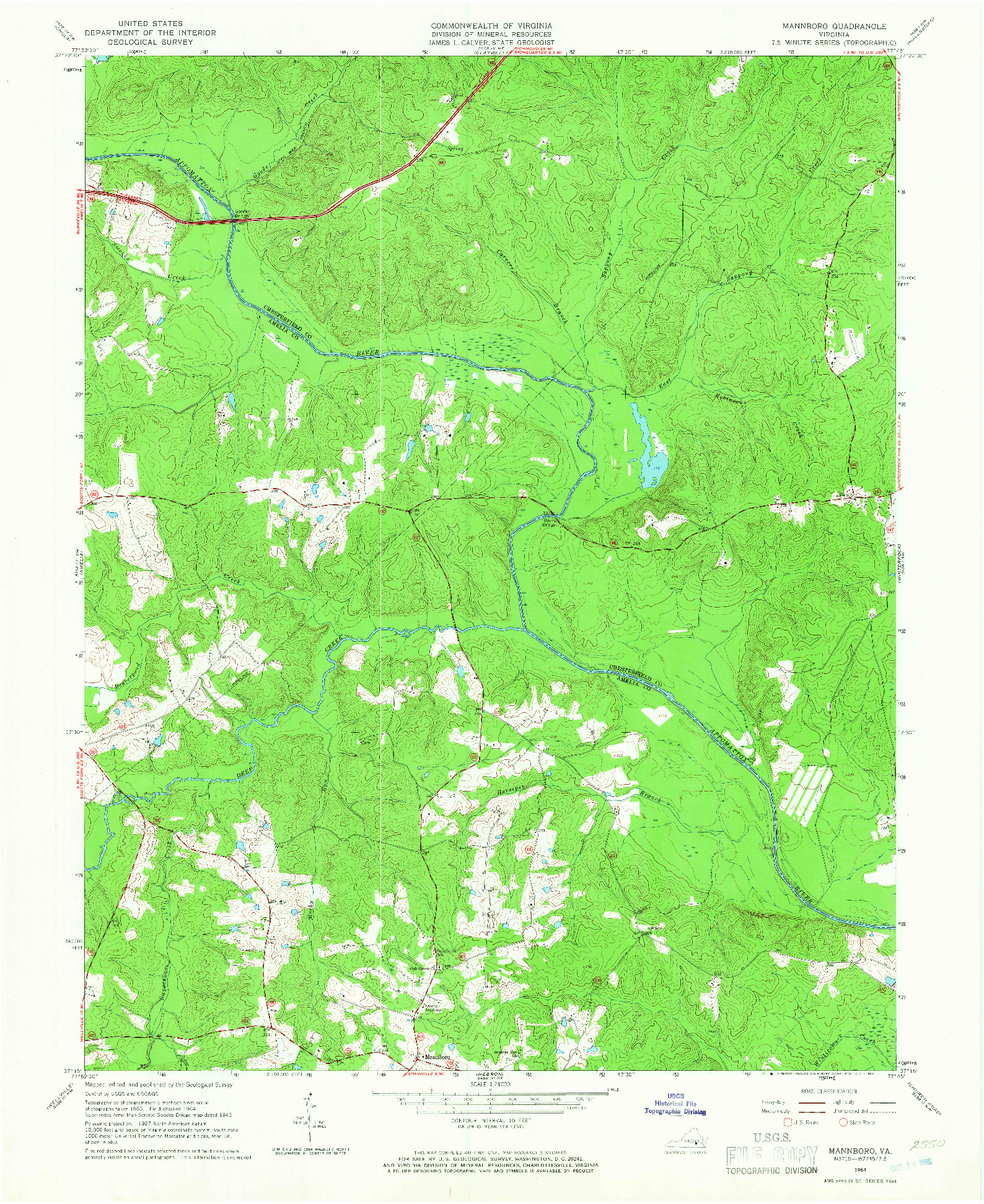 USGS 1:24000-SCALE QUADRANGLE FOR MANNBORO, VA 1964