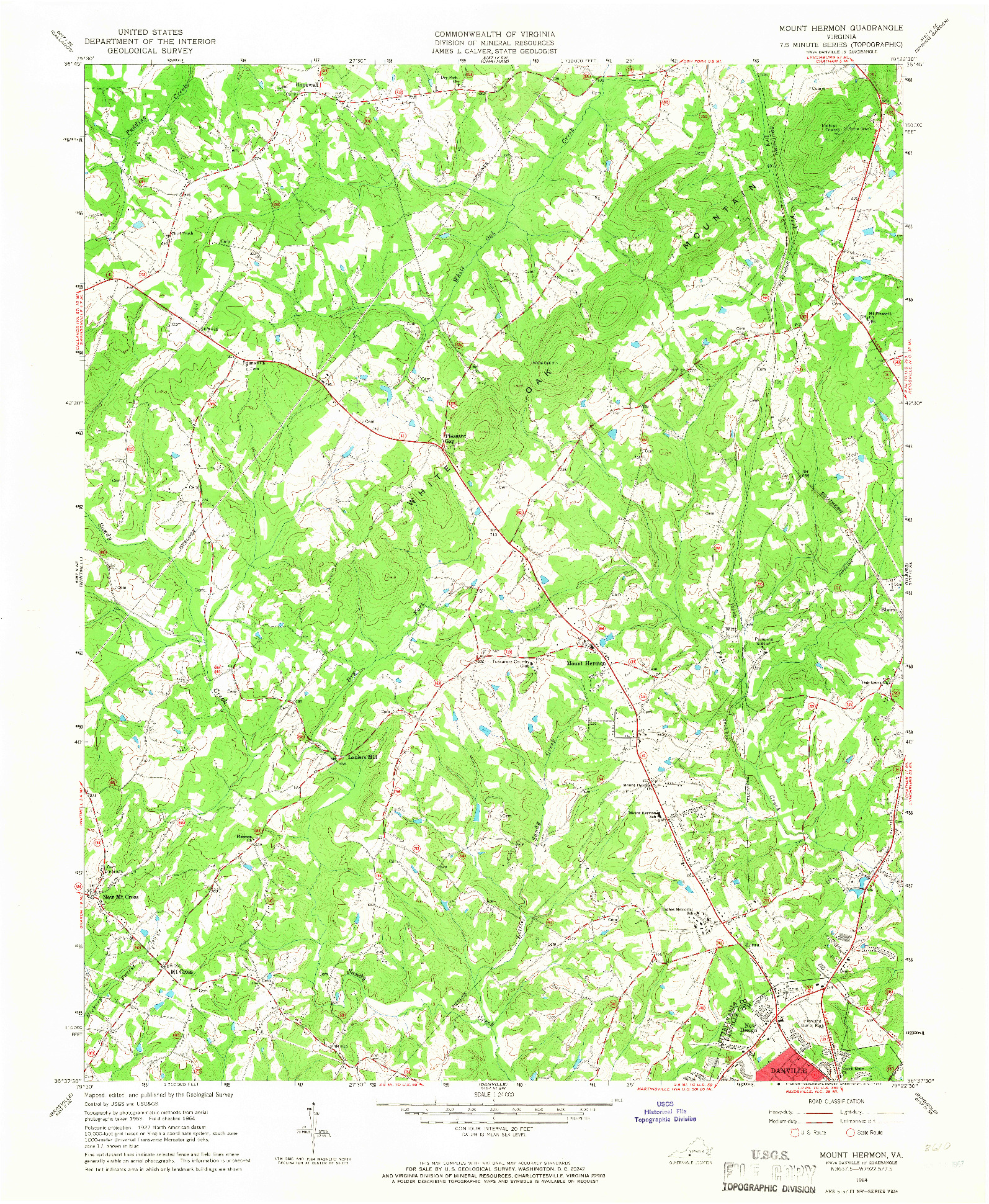 USGS 1:24000-SCALE QUADRANGLE FOR MOUNT HERMON, VA 1964