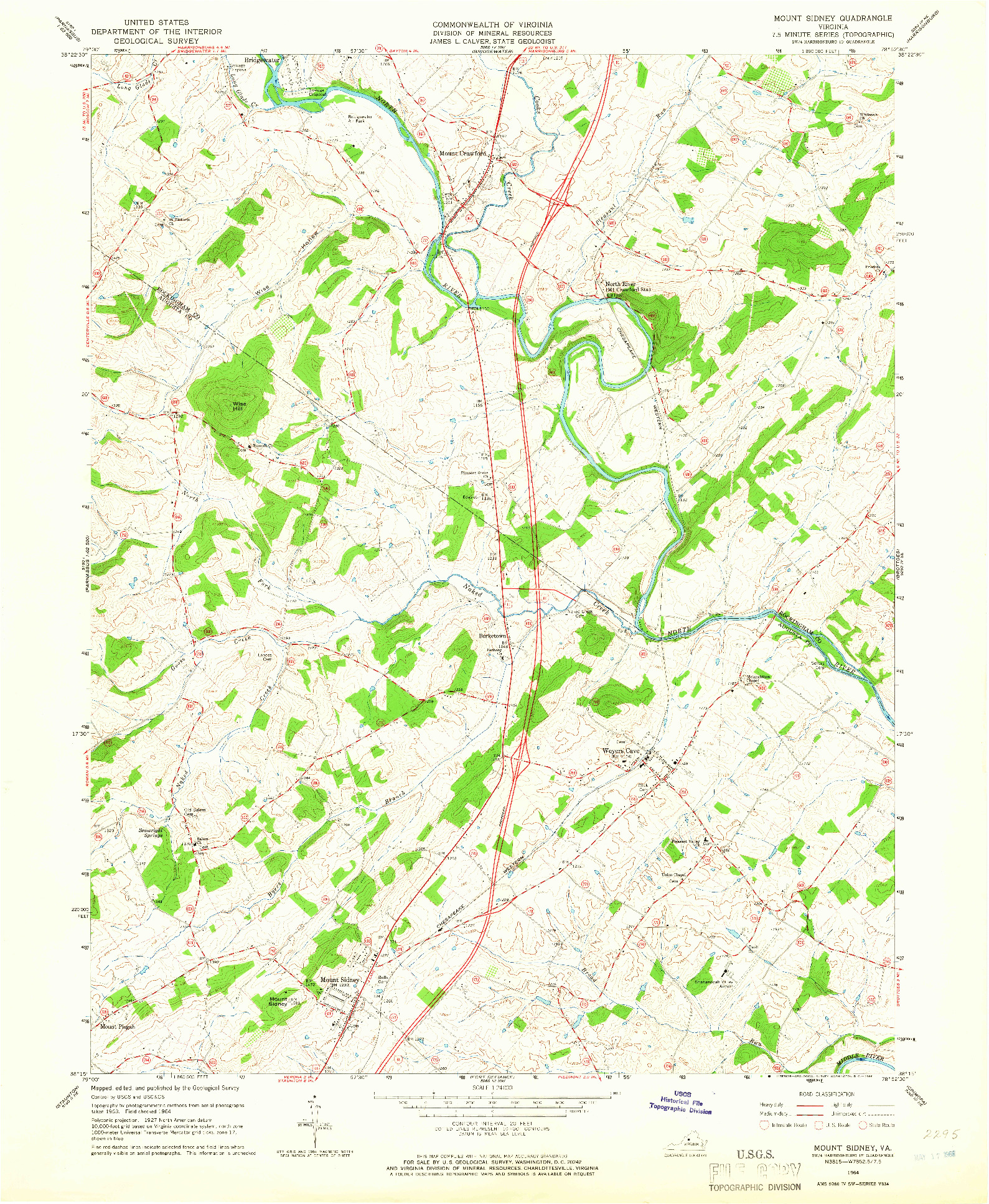 USGS 1:24000-SCALE QUADRANGLE FOR MOUNT SIDNEY, VA 1964