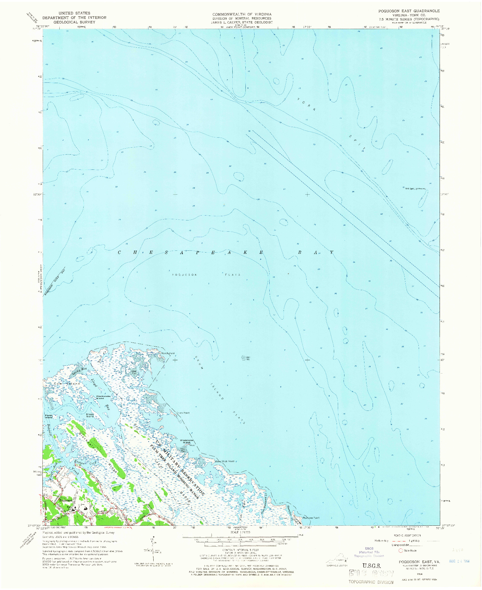 USGS 1:24000-SCALE QUADRANGLE FOR POQUOSON EAST, VA 1964