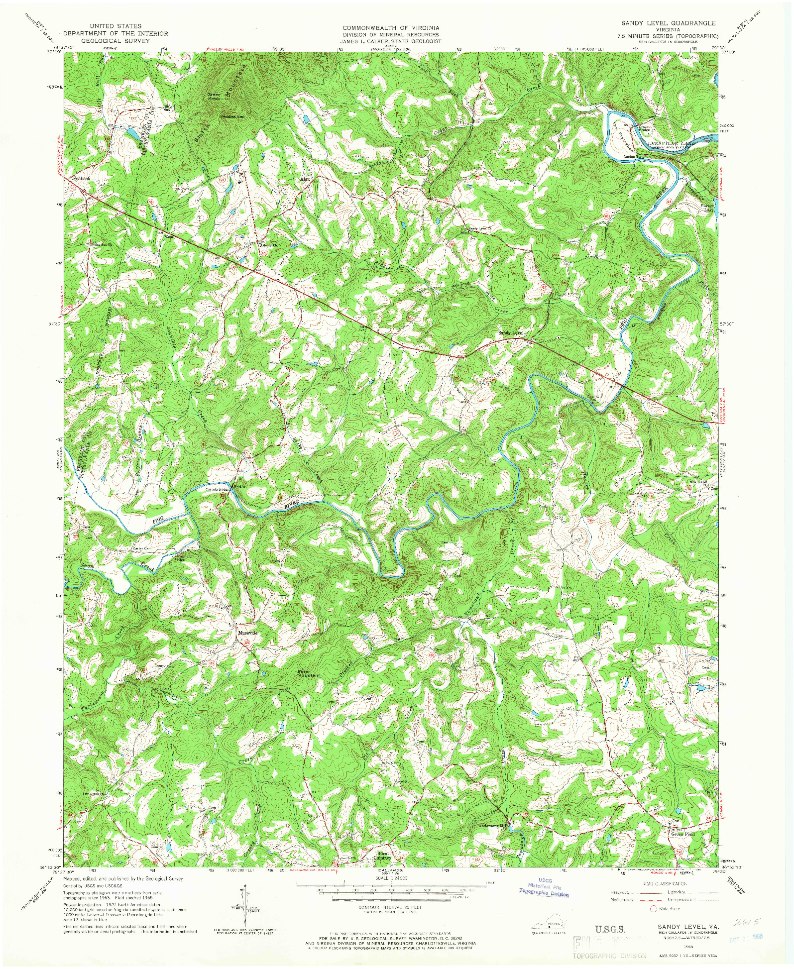 USGS 1:24000-SCALE QUADRANGLE FOR SANDY LEVEL, VA 1965