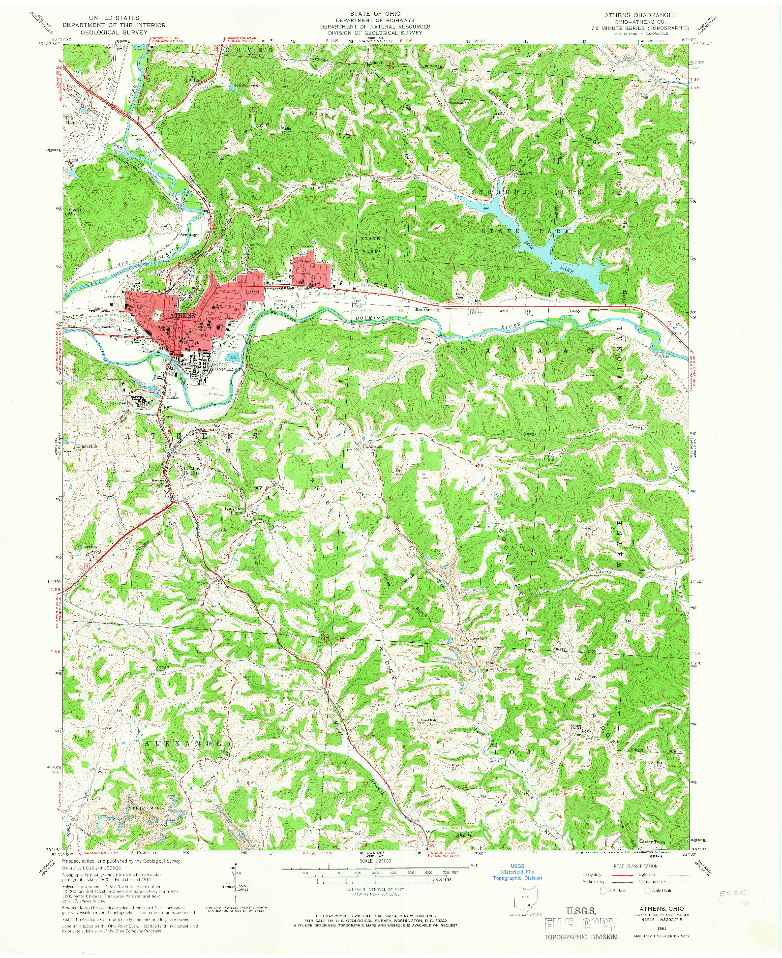 USGS 1:24000-SCALE QUADRANGLE FOR ATHENS, OH 1961
