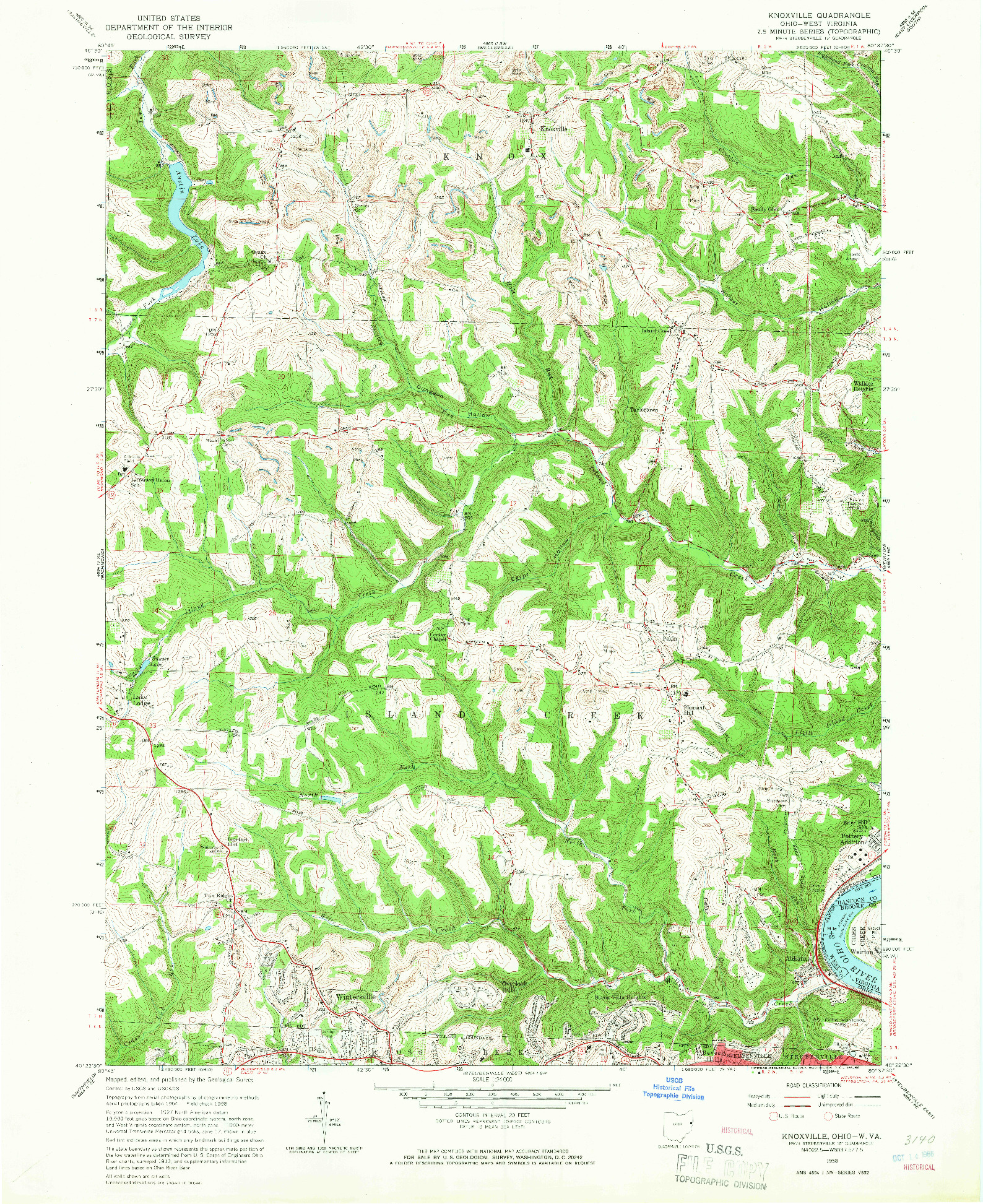 USGS 1:24000-SCALE QUADRANGLE FOR KNOXVILLE, OH 1958