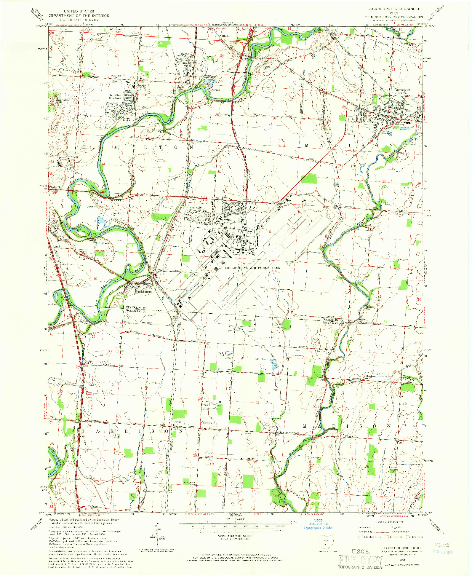 USGS 1:24000-SCALE QUADRANGLE FOR LOCKBOURNE, OH 1964
