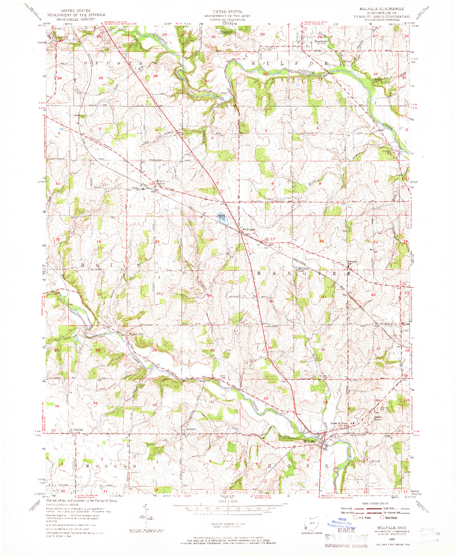 USGS 1:24000-SCALE QUADRANGLE FOR MILLVILLE, OH 1955