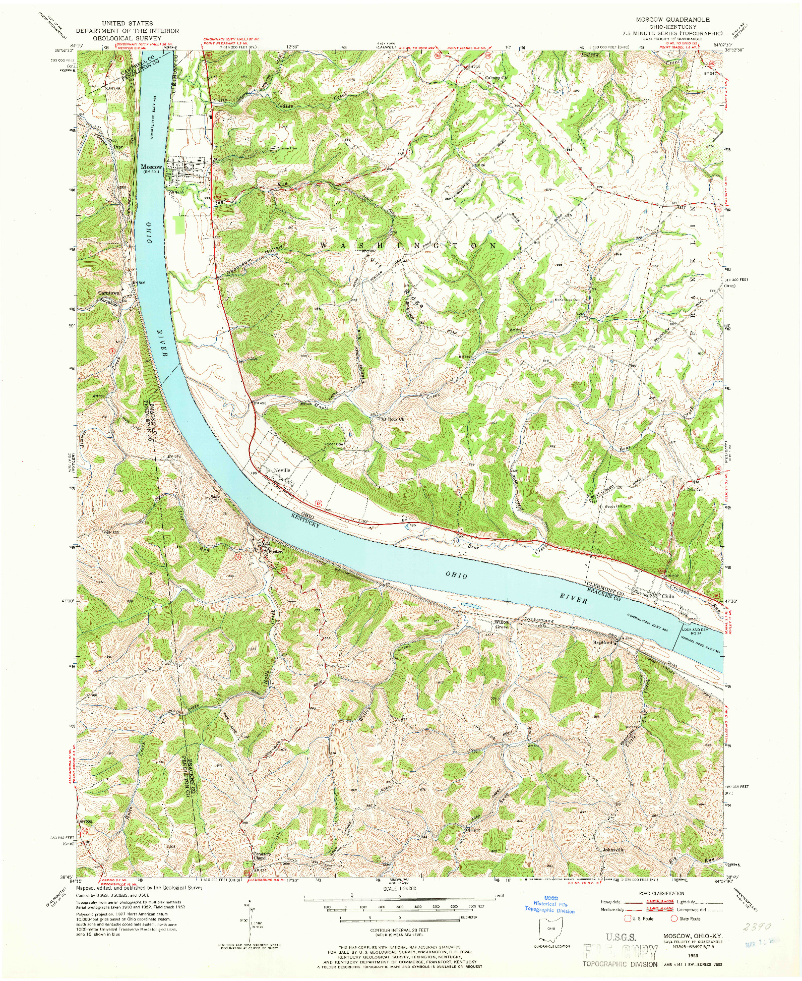 USGS 1:24000-SCALE QUADRANGLE FOR MOSCOW, OH 1953