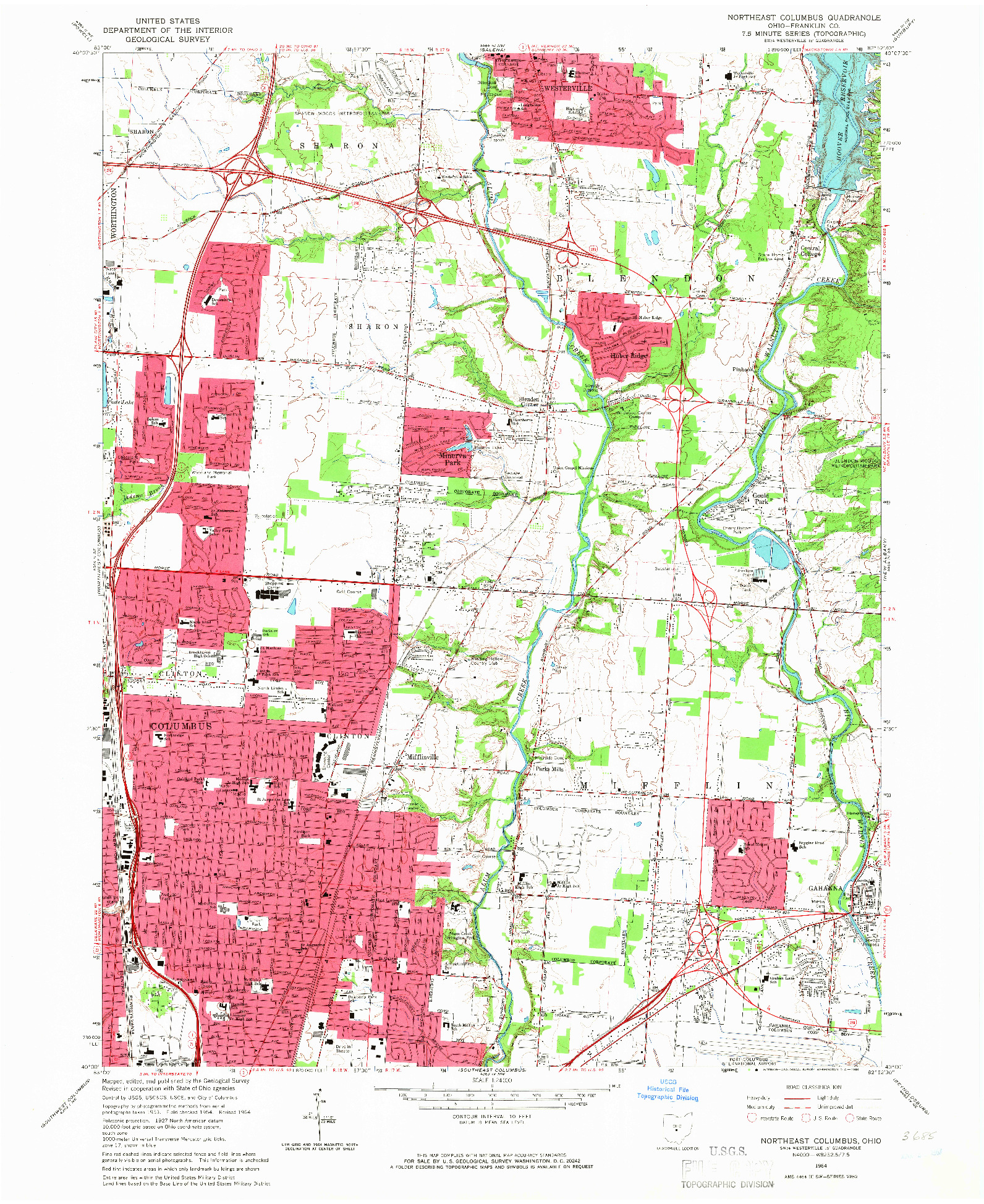 USGS 1:24000-SCALE QUADRANGLE FOR NORTHEAST COLUMBUS, OH 1964