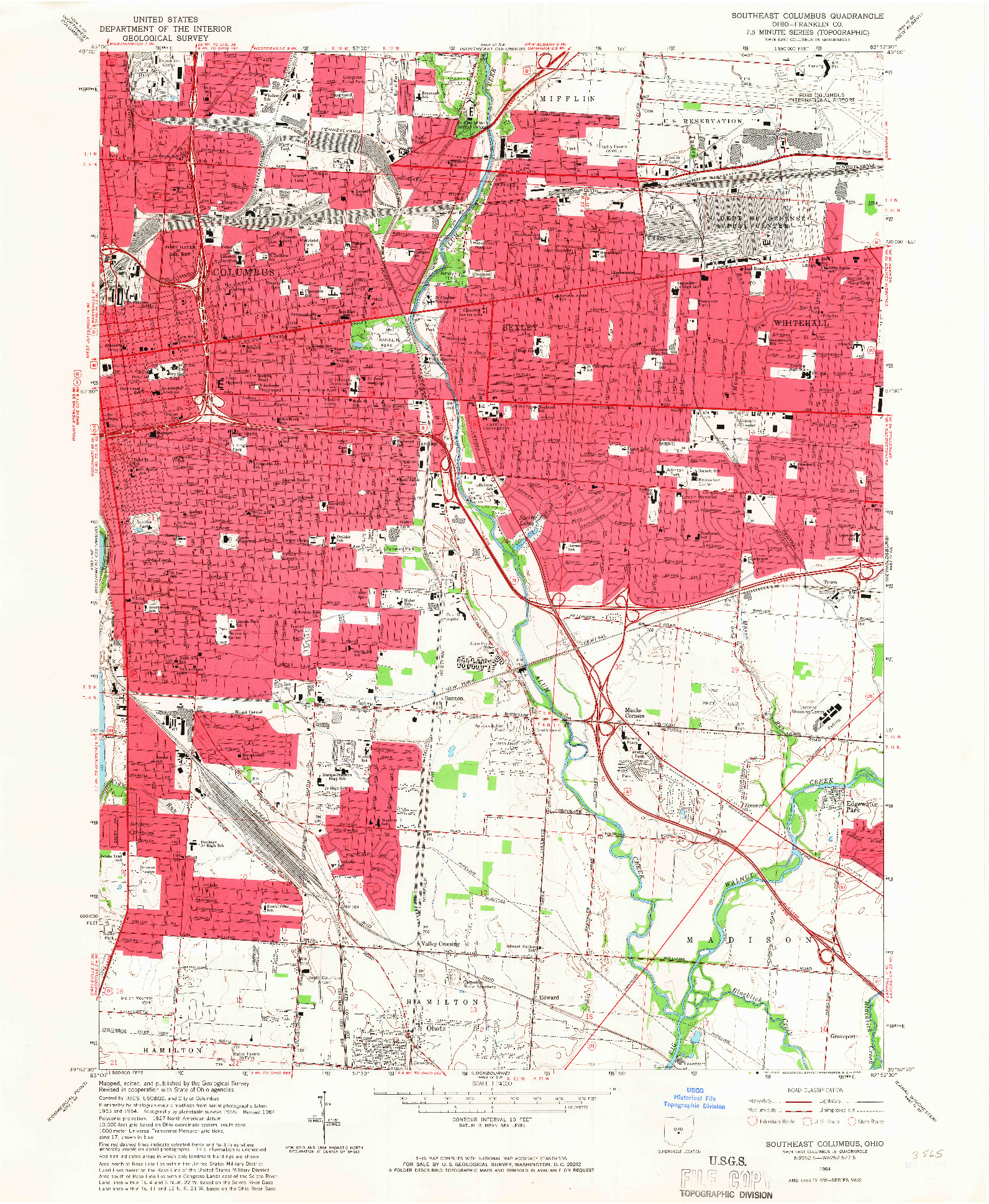 USGS 1:24000-SCALE QUADRANGLE FOR SOUTHEAST COLUMBUS, OH 1964