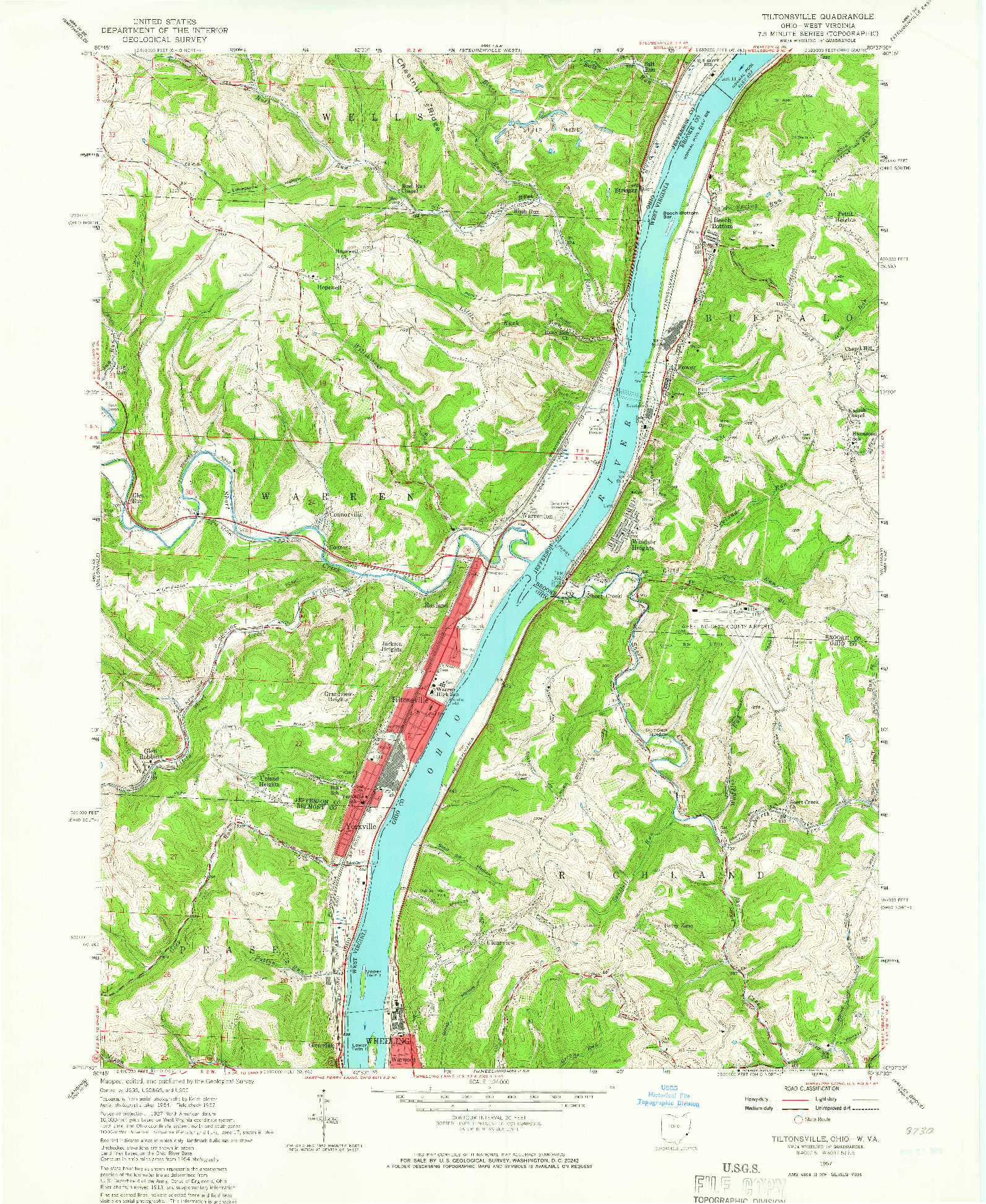 USGS 1:24000-SCALE QUADRANGLE FOR TILTONSVILLE, OH 1957