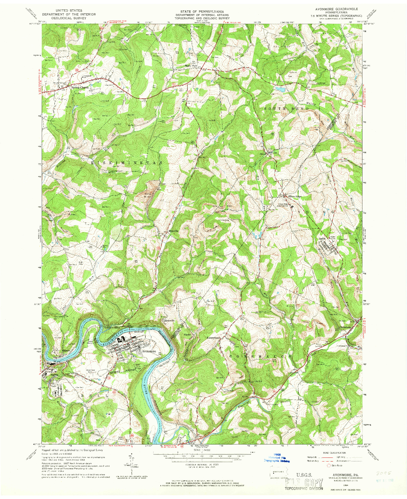 USGS 1:24000-SCALE QUADRANGLE FOR AVONMORE, PA 1964