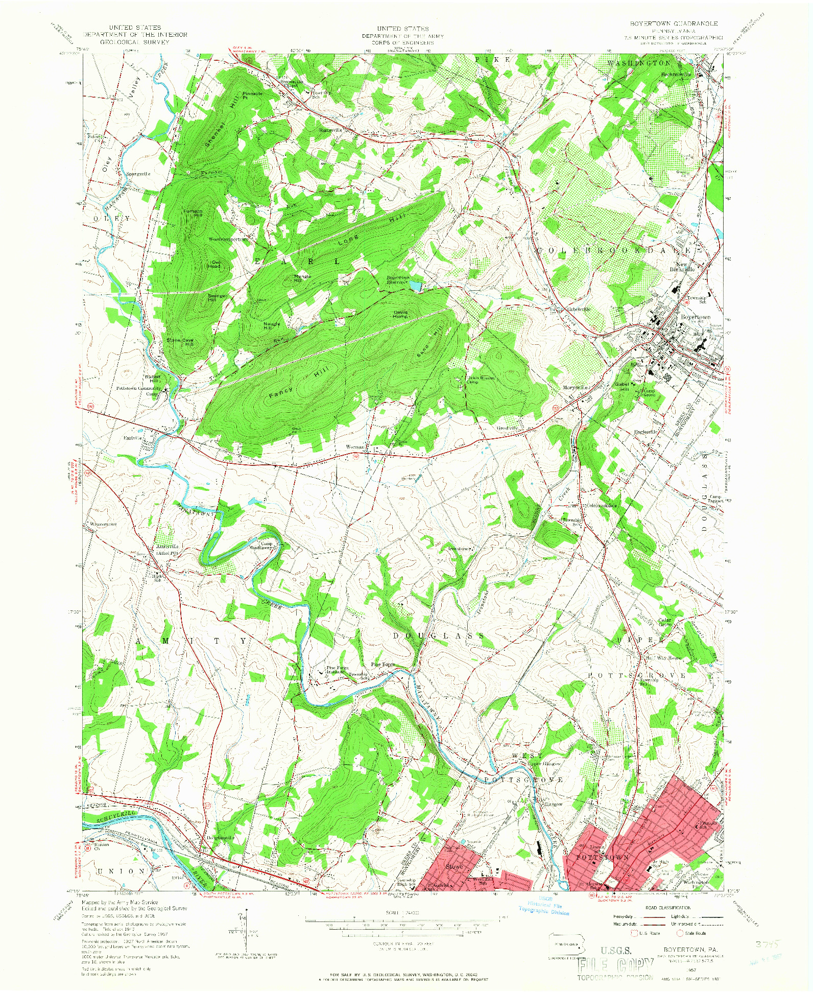 USGS 1:24000-SCALE QUADRANGLE FOR BOYERTOWN, PA 1957